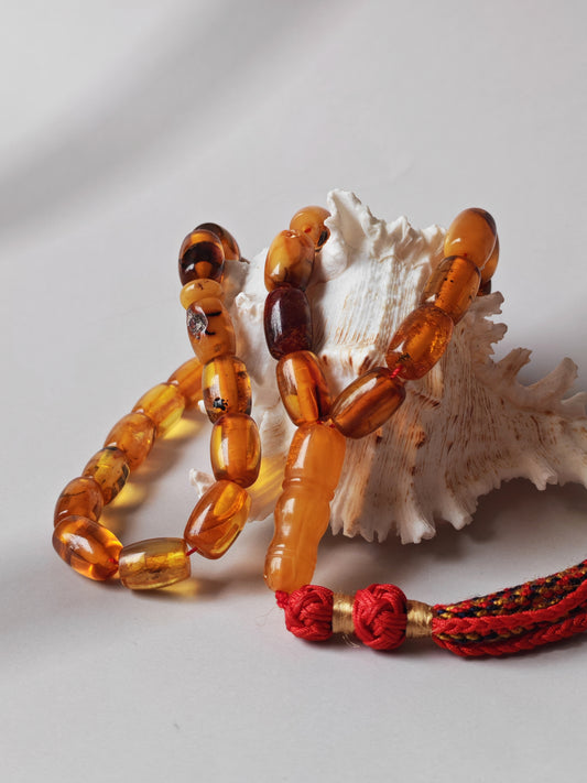 Raw Aged Multicolor Amber Tasbih – 33 Beads