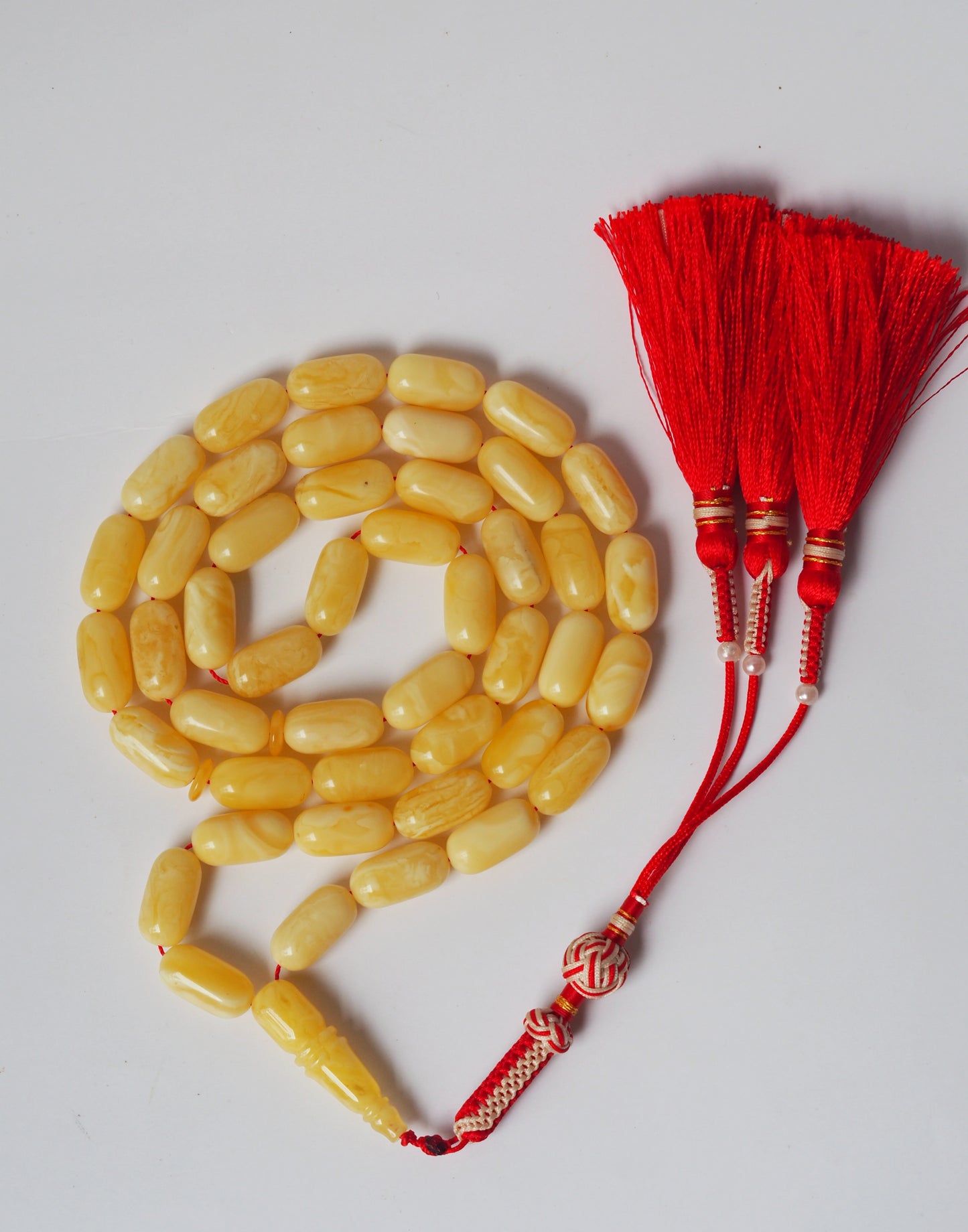 Natural Milk Barrel Shape Amber Rosary with Certificate 45 Beads