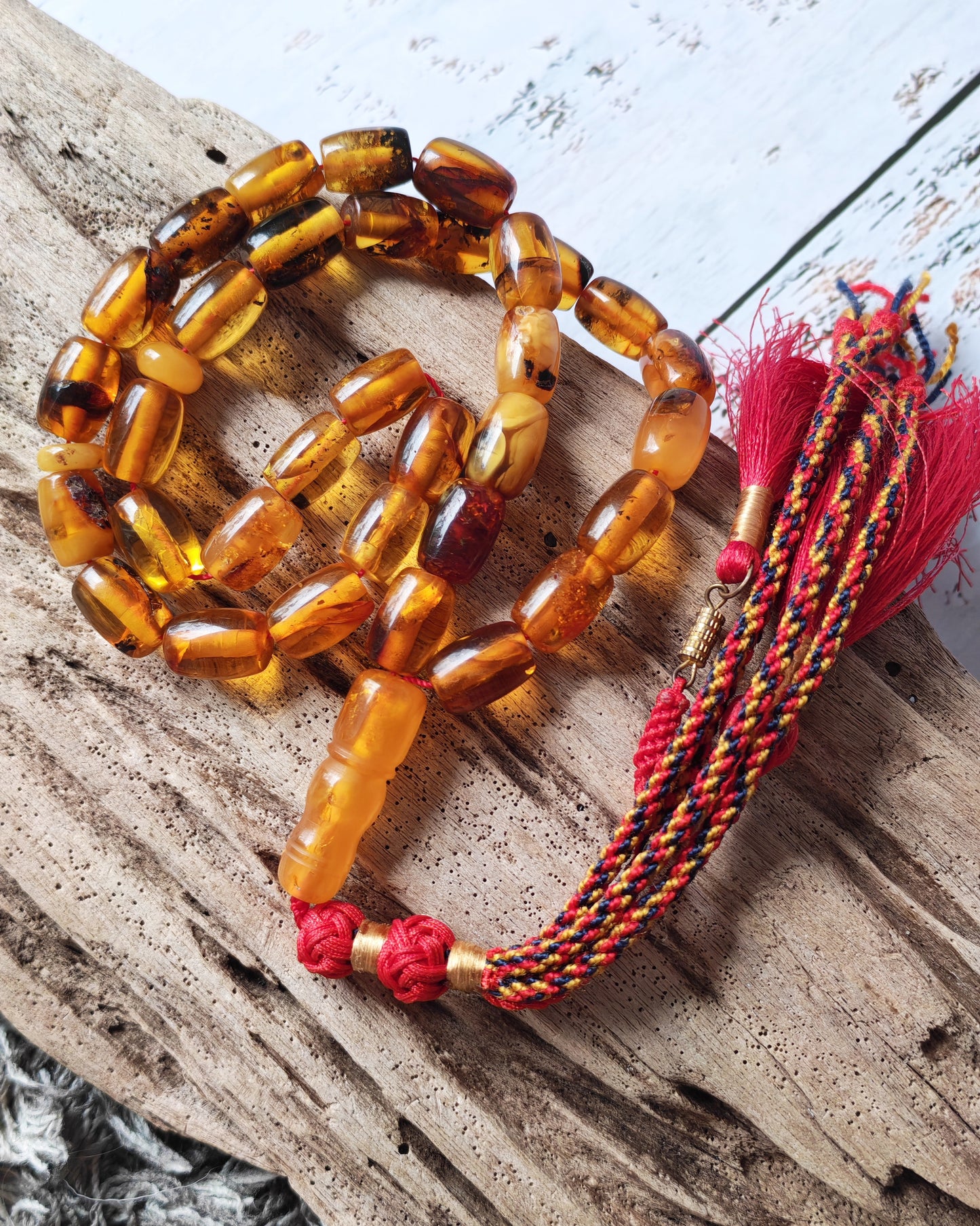 Raw Aged Multicolor Amber Tasbih – 33 Beads
