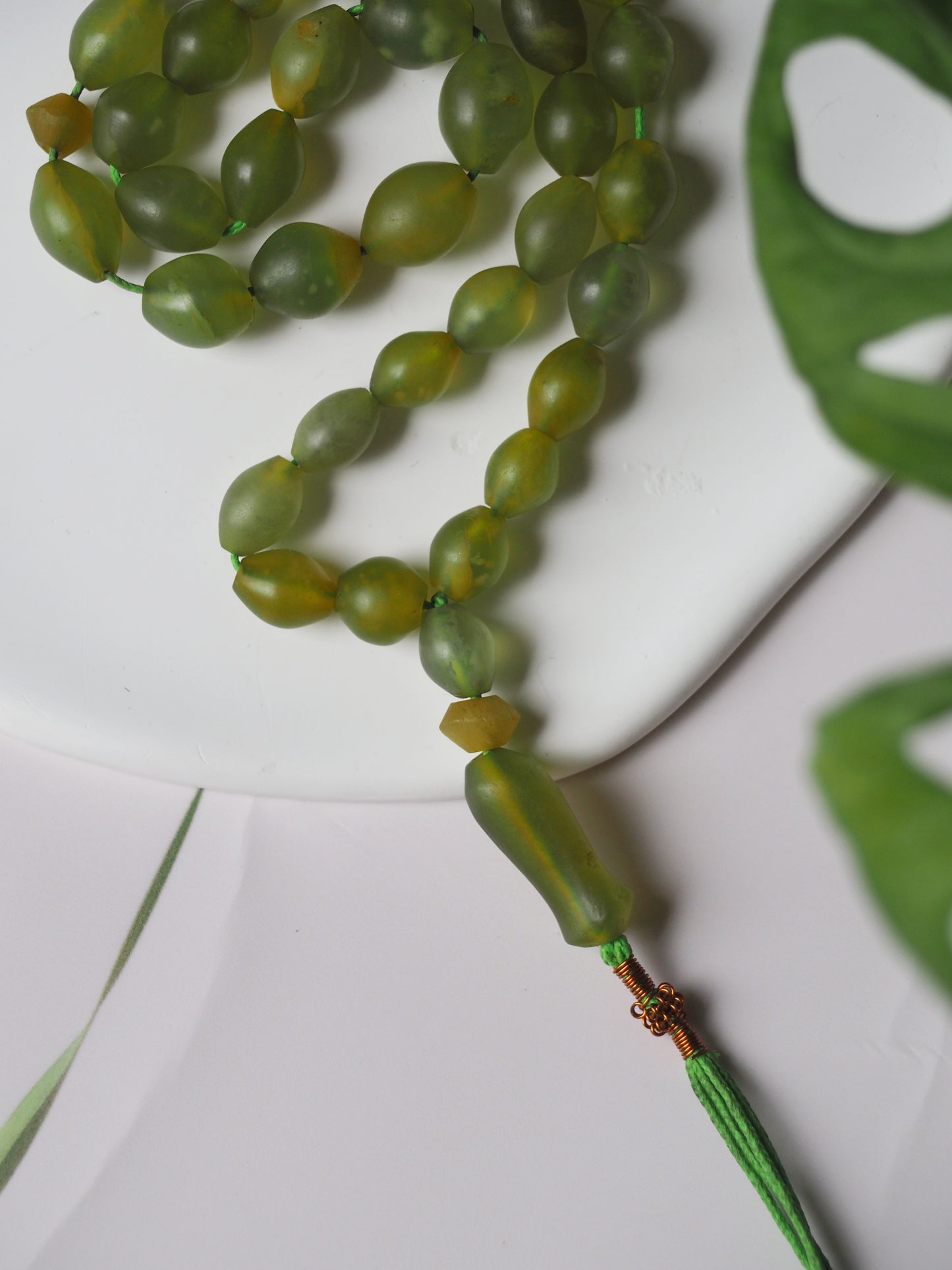 Natural Cloudy Olive Shah Maqsood Olive Shape Misbah 33 Beads