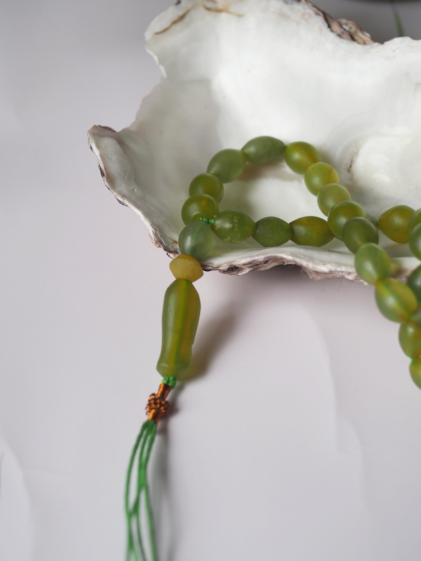 Natural Cloudy Olive Shah Maqsood Olive Shape Misbah 33 Beads