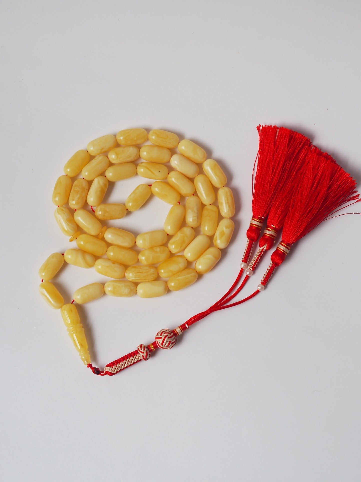 Natural Milk Barrel Shape Amber Rosary with Certificate 45 Beads