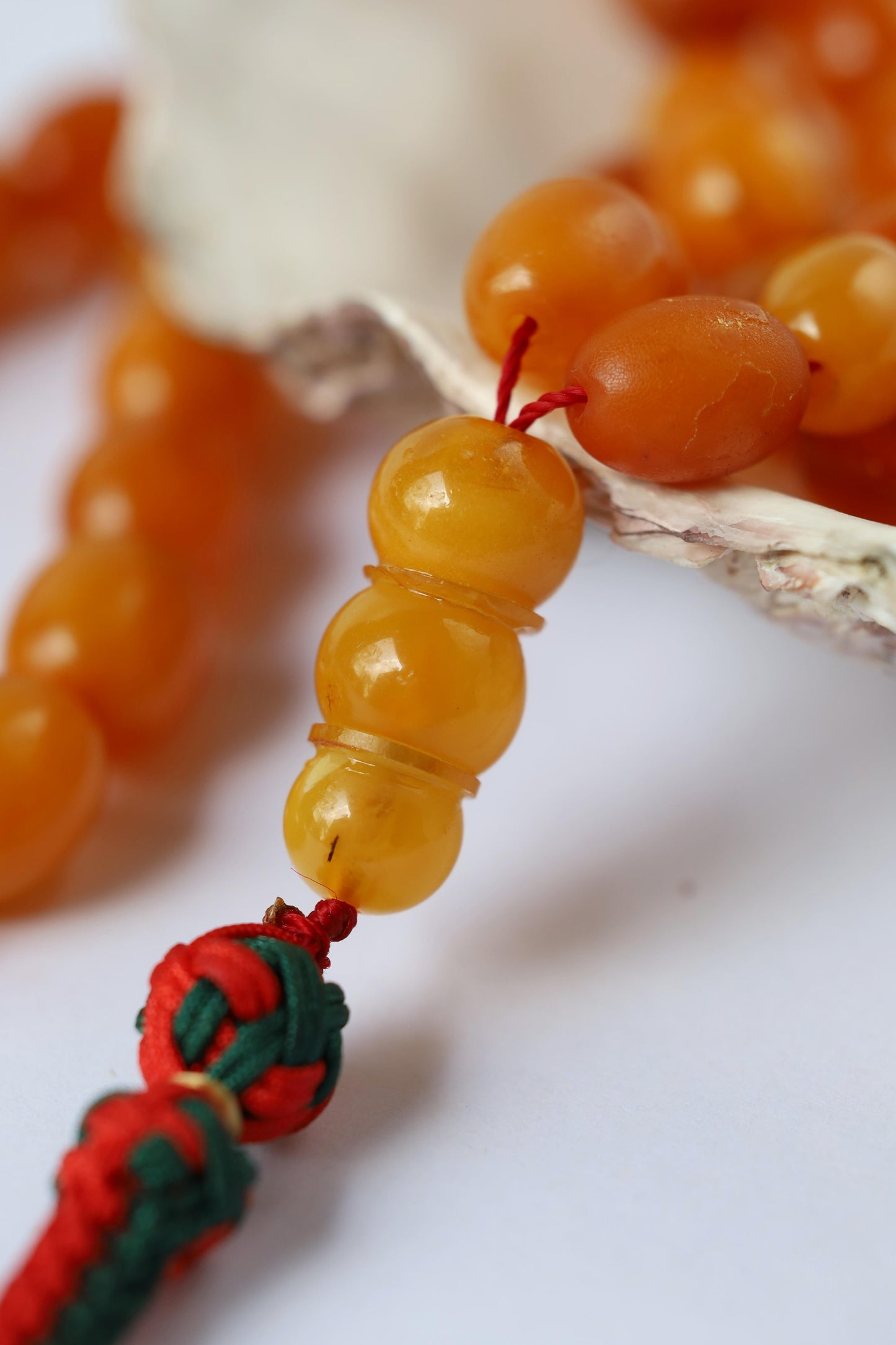 Rare Natural Old German Amber Misbah - 51 Olive Shape Beads