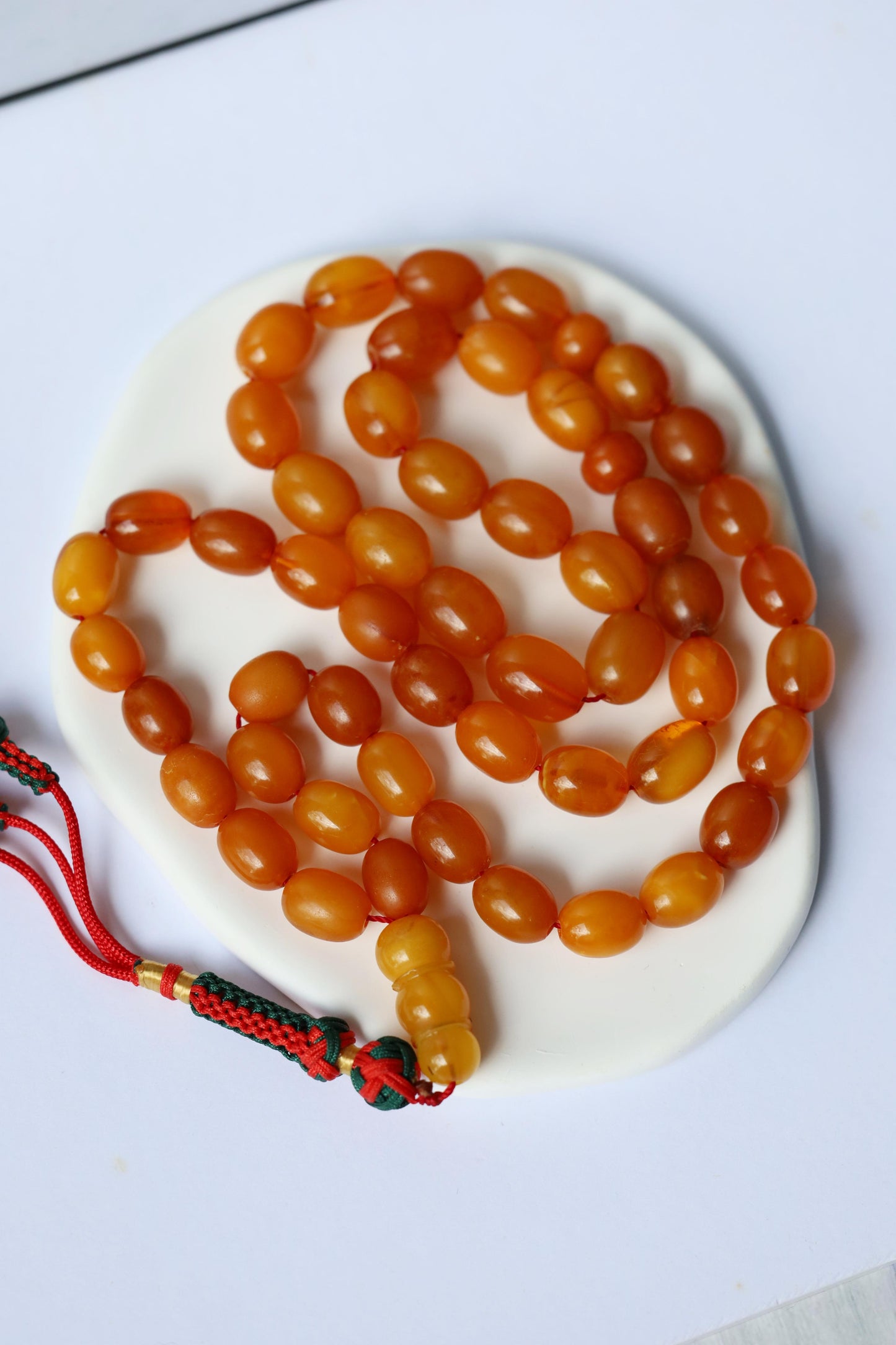 Rare Natural Old German Amber Misbah - 51 Olive Shape Beads