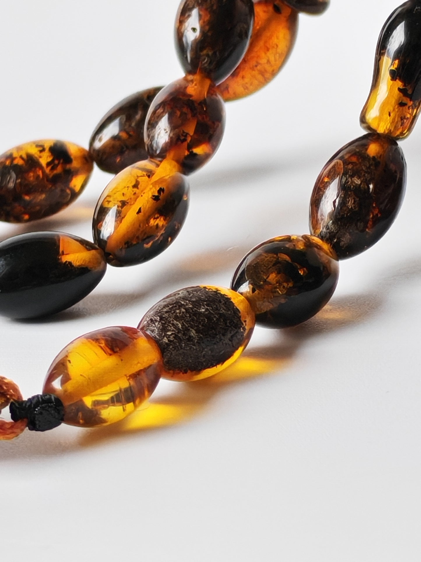 Dark Brown Sea Raw Amber Small Olive Shape Tasbih 33 Beads + Bracelet SET