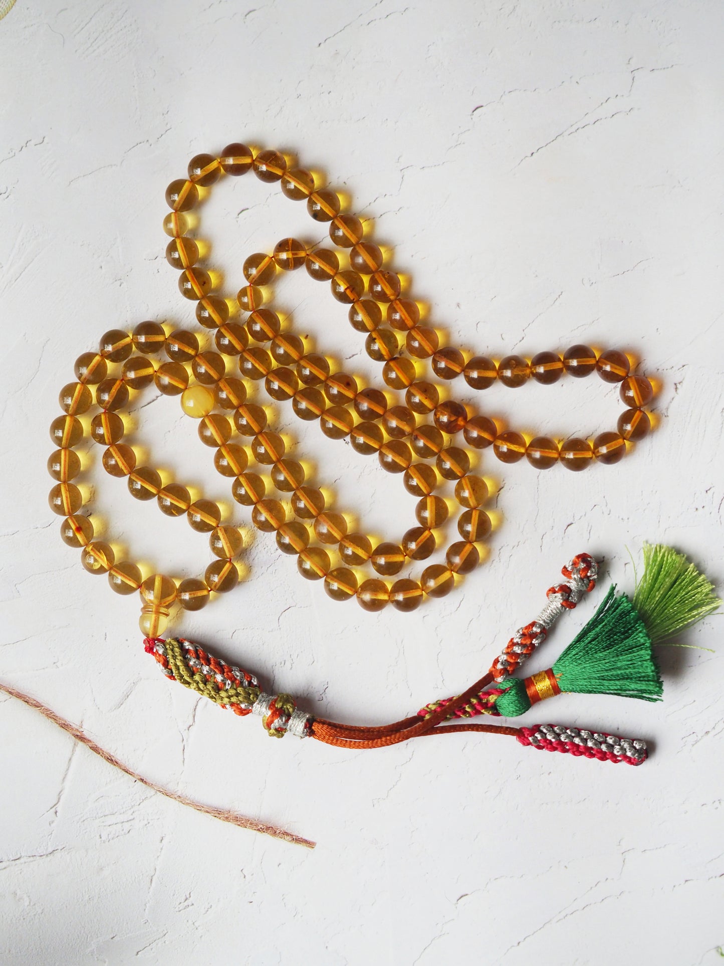 Natural Green Dominican Amber Pocket Size Rosary 99 Beads