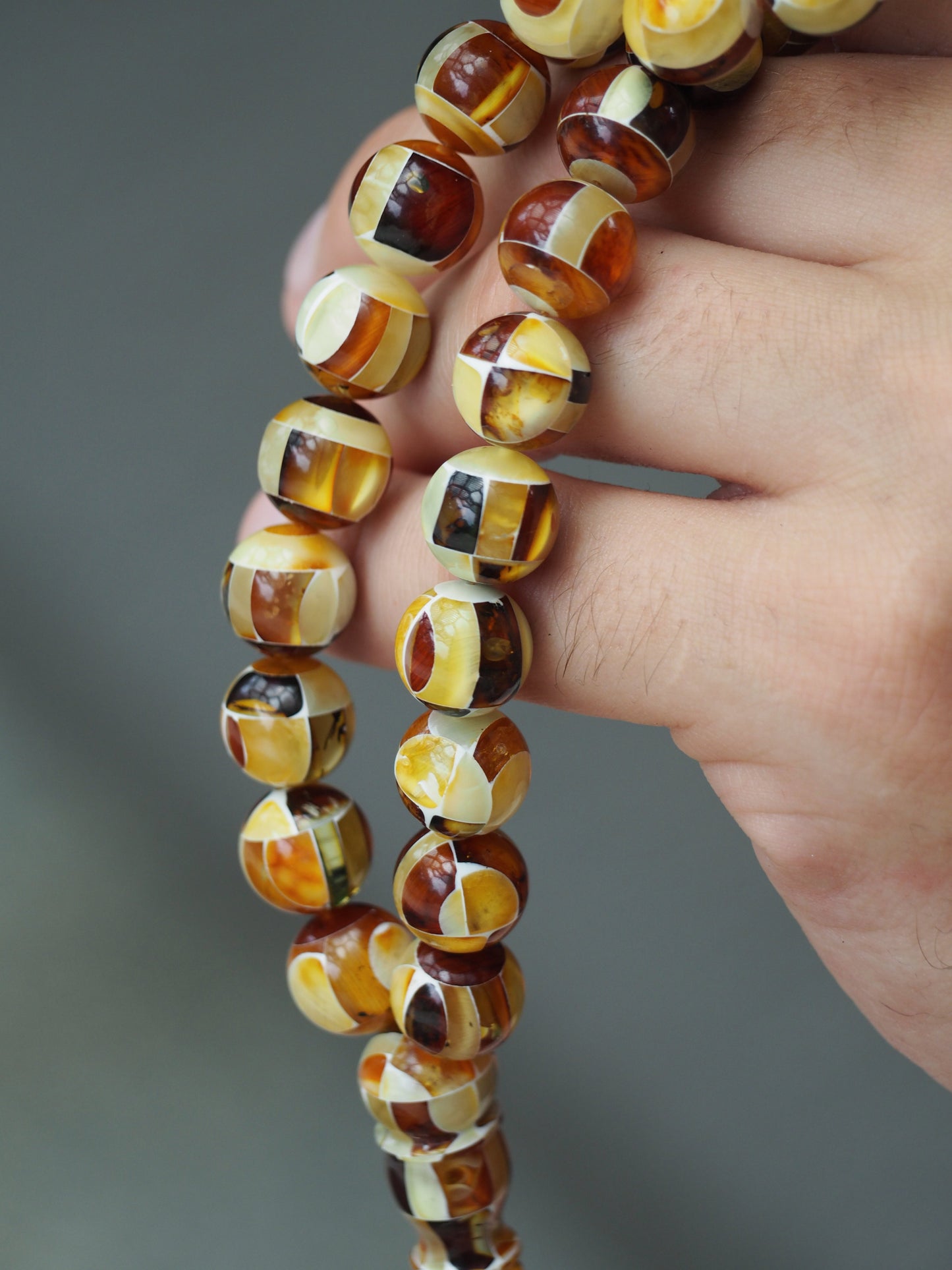 Natural Mozaic Multicolor Amber Rosary 12mm
