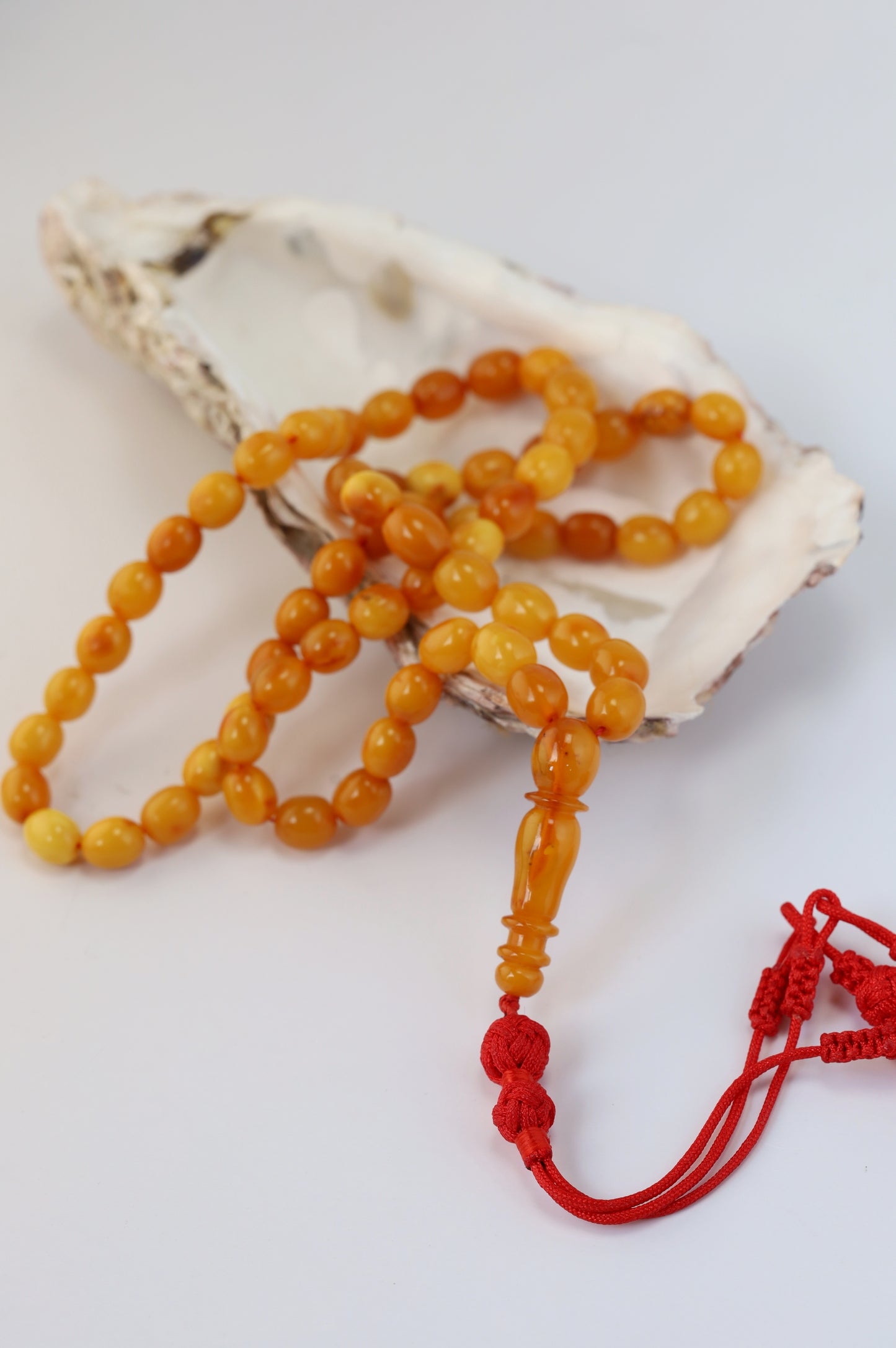 Natural Antique Olive Shape Amber Rosary 66 Beads