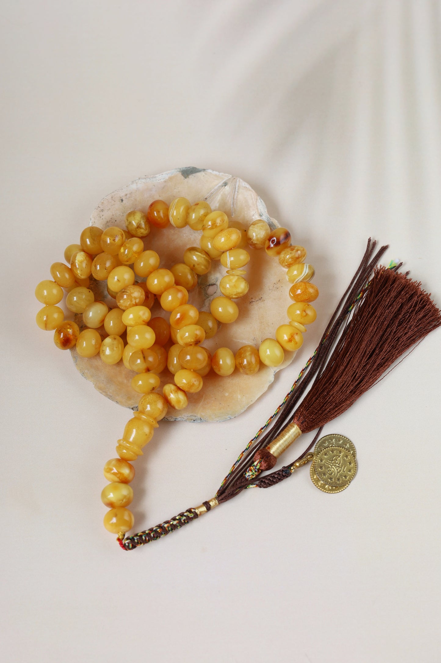 Raw Aged Honey Donut Shape Baltic Amber Rosary – 66 Beads + 3 Spares