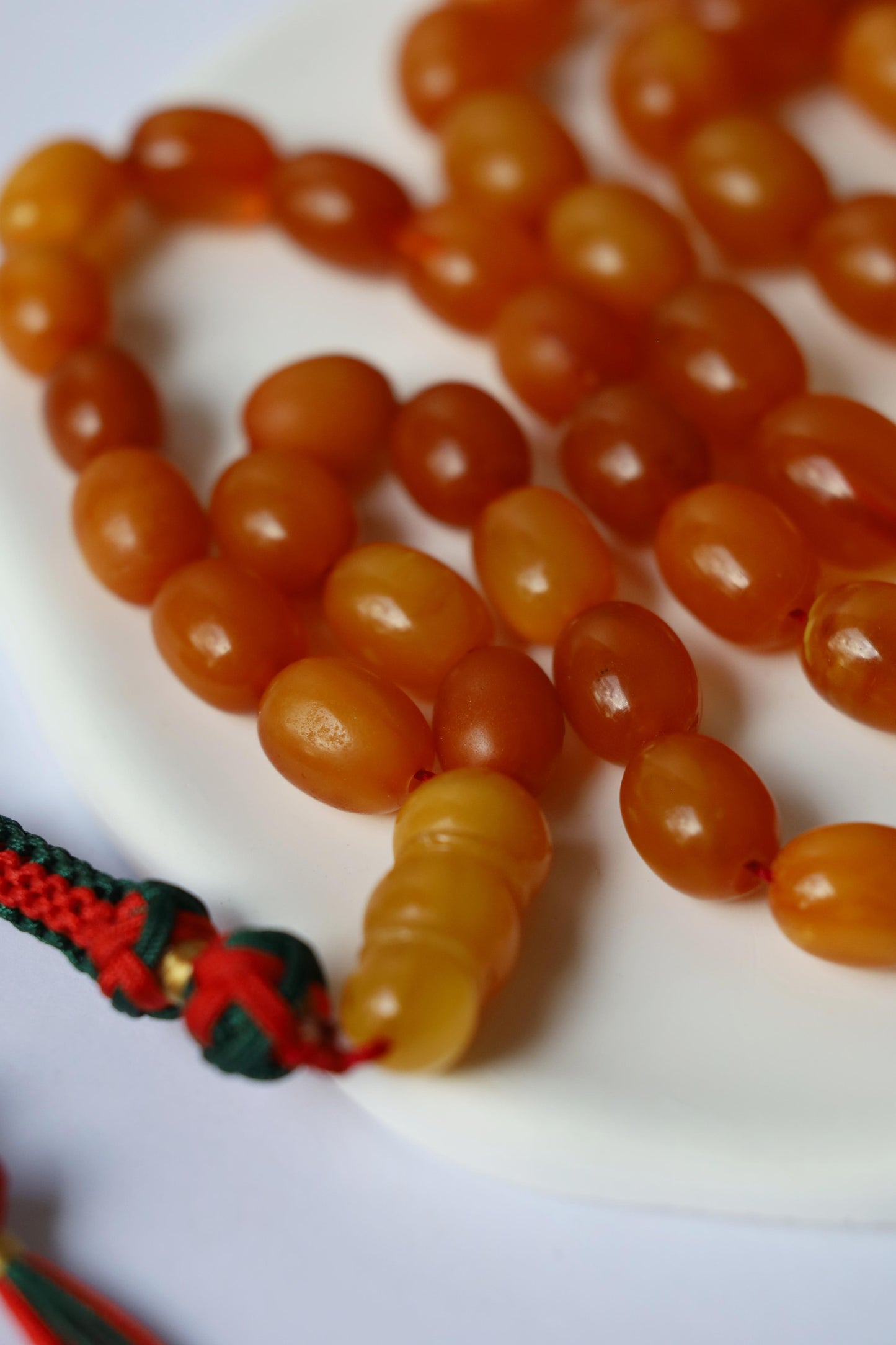 Rare Natural Old German Amber Misbah - 51 Olive Shape Beads