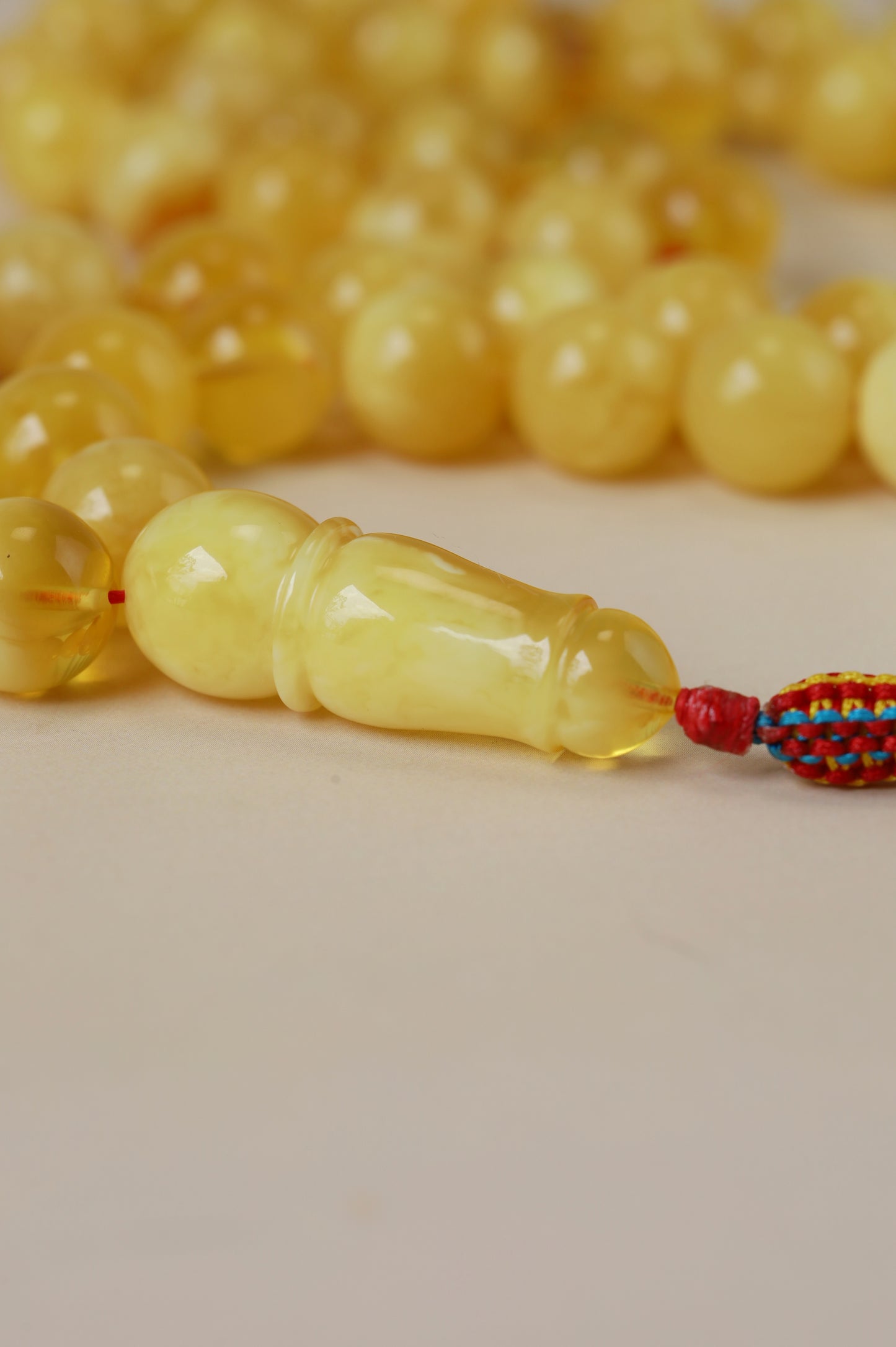 Long Half-Half Pattern Amber Misbah – 57 Beads