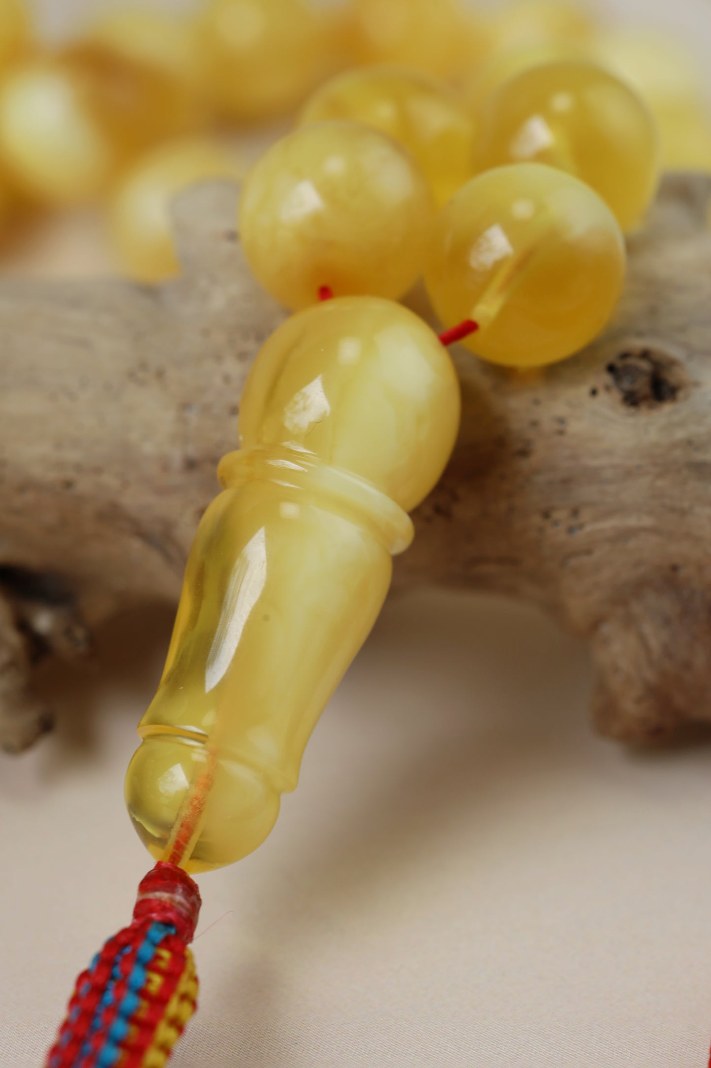 Long Half-Half Pattern Amber Misbah – 57 Beads