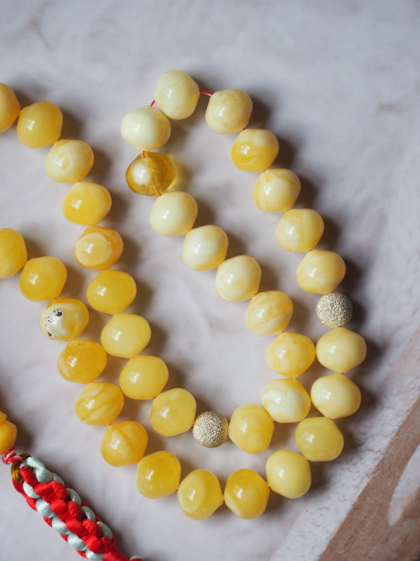 Royal White and Butterscotch Natural Amber Tasbih 45 Istanbul Shape Beads