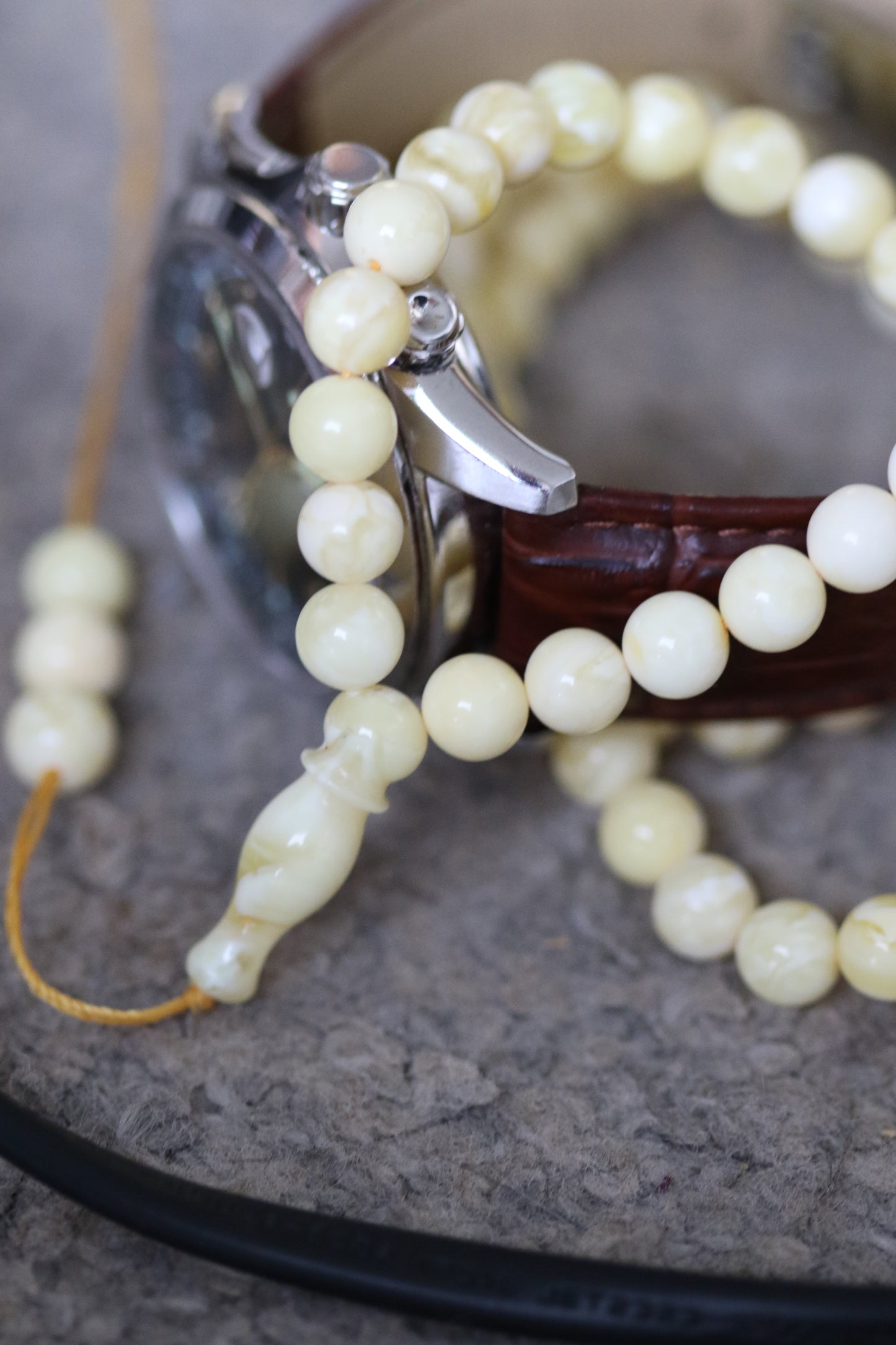 Natural Royal White Amber Tasbih 99 7mm