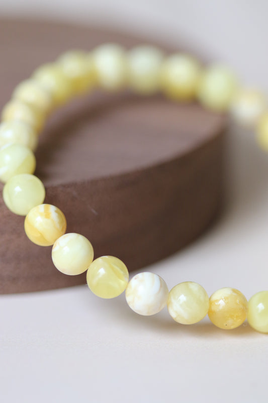 Natural Royal White Amber Bracelet 7-8mm