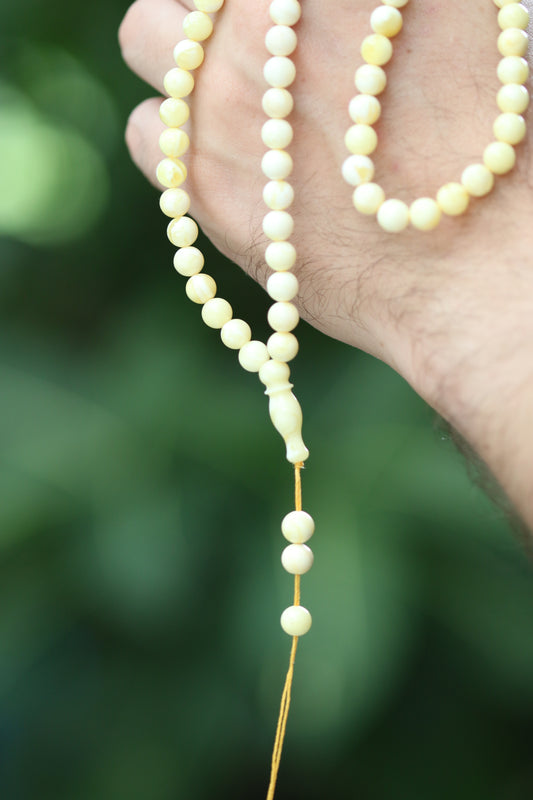 Natural Royal White Amber Tasbih 99 7mm