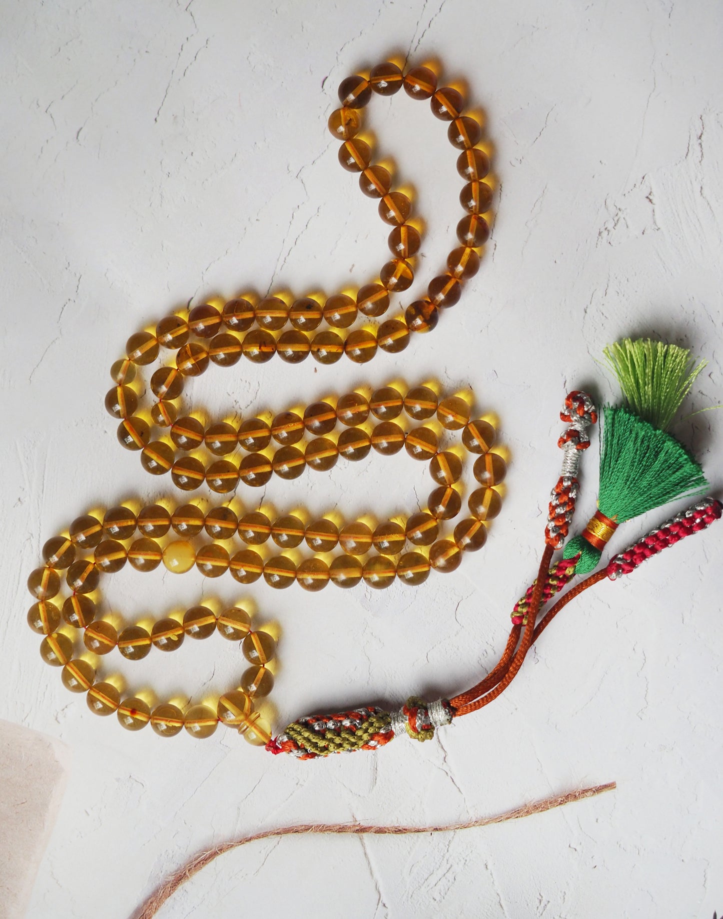 Natural Green Dominican Amber Pocket Size Rosary 99 Beads