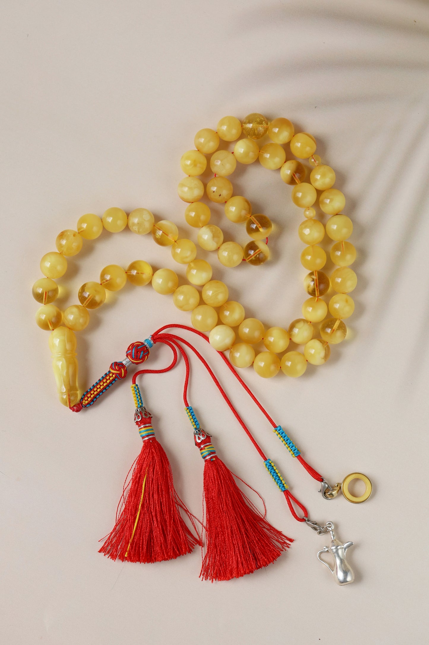 Long Half-Half Pattern Amber Misbah – 57 Beads