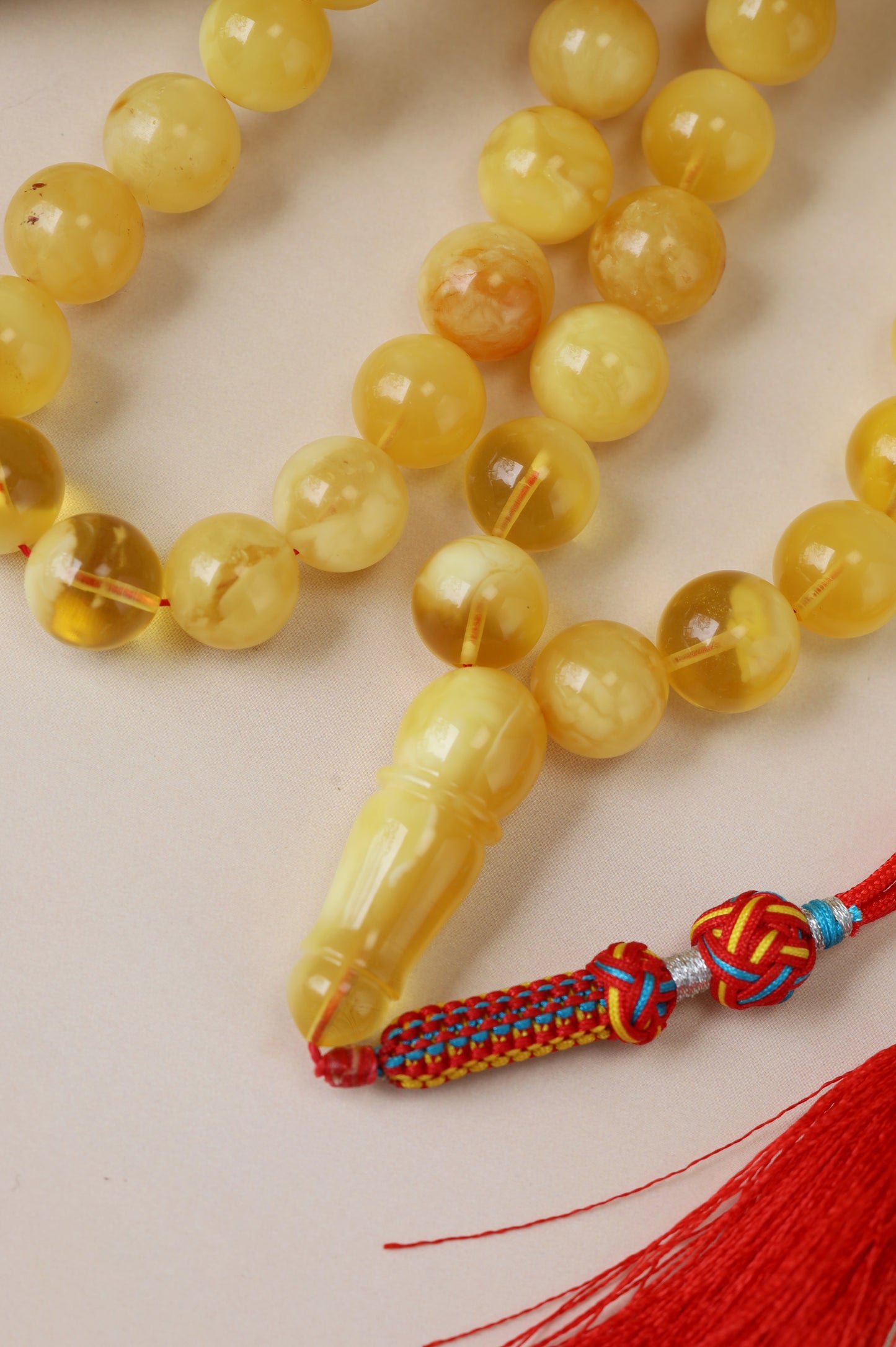 Long Half-Half Pattern Amber Misbah – 57 Beads