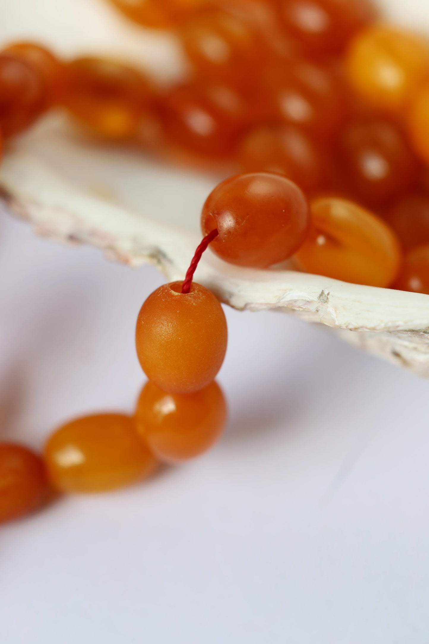 Rare Natural Old German Amber Misbah - 51 Olive Shape Beads
