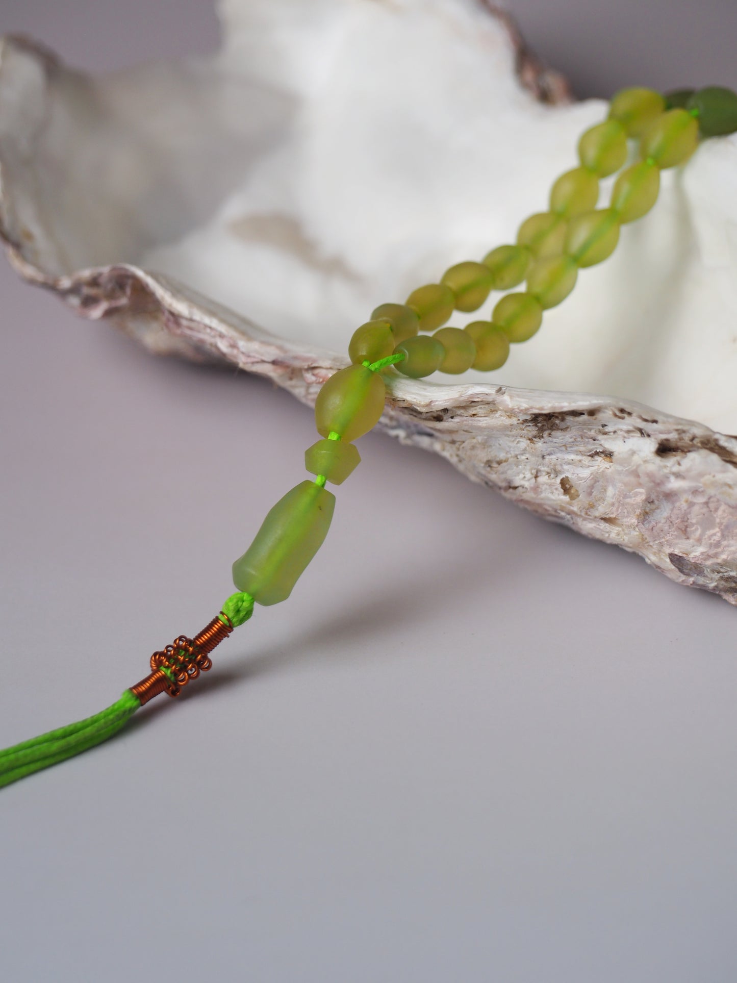 Natural Apple Green Shah Maqsood Tasbih 99 Beads