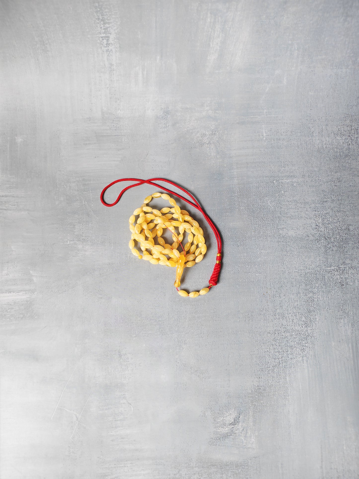 Micro Baltic Amber Rosary | 99+3 Milk Cloudy Olive Beads, Ultra Lightweight