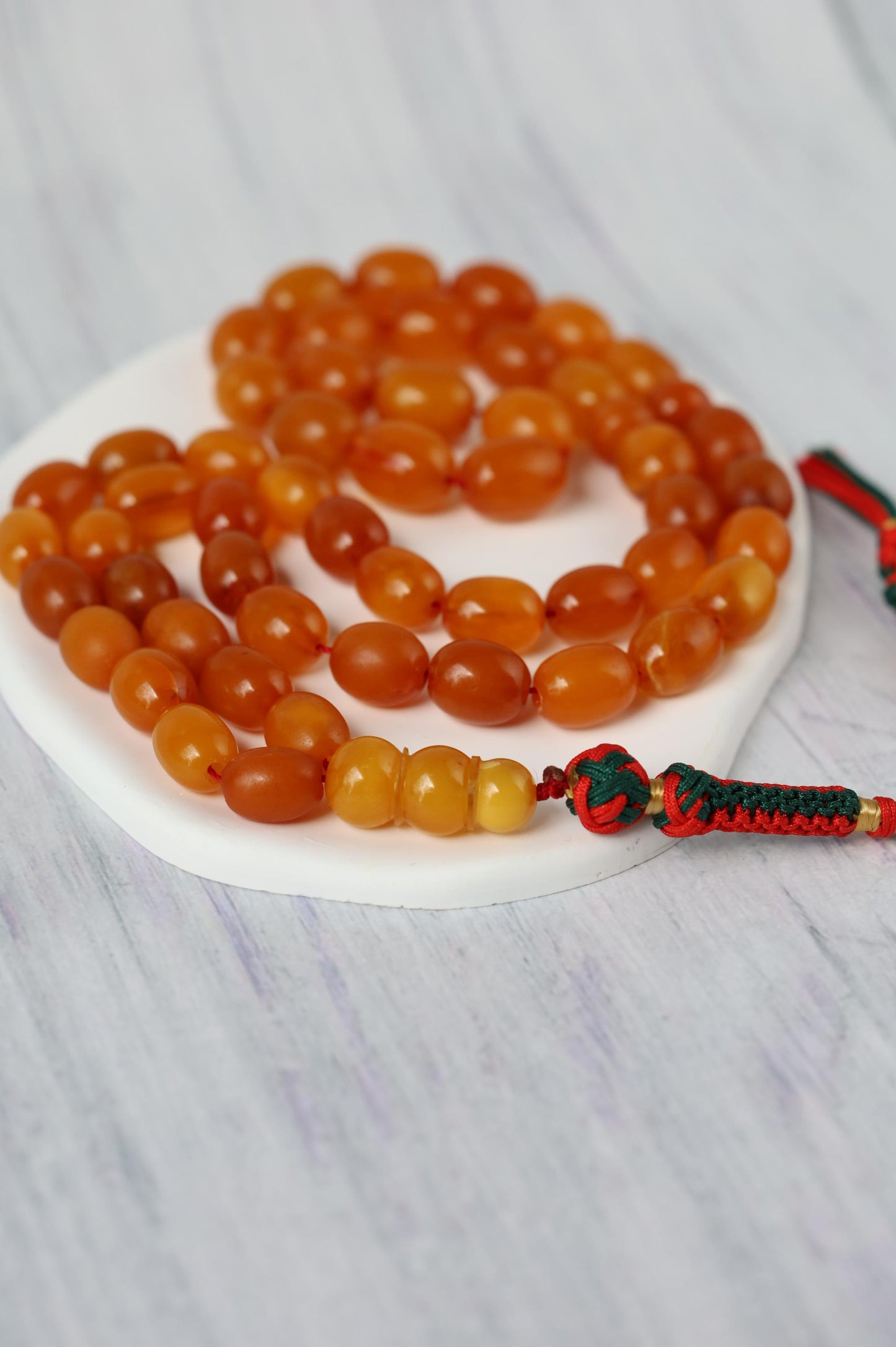 Rare Natural Old German Amber Misbah - 51 Olive Shape Beads
