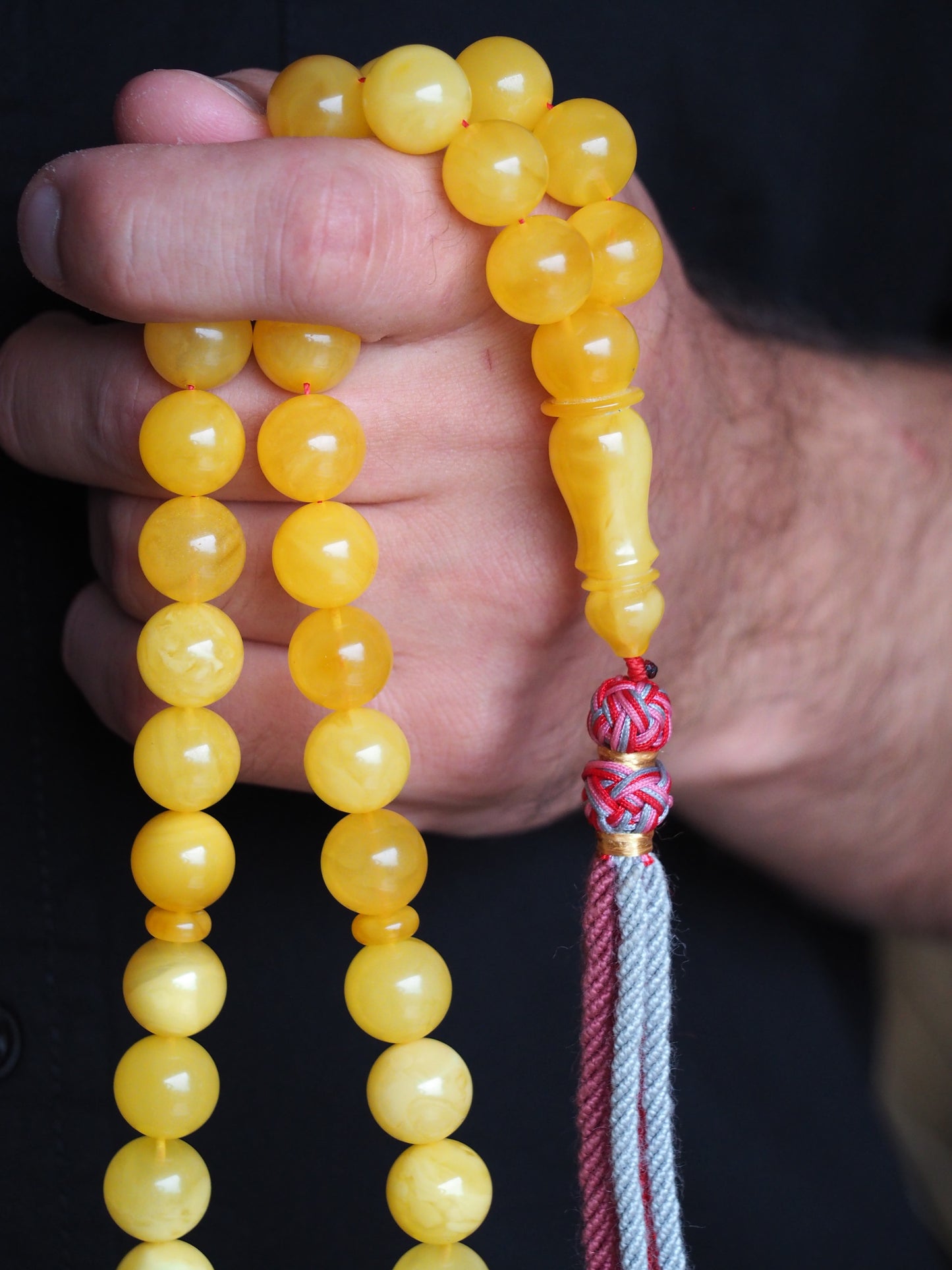Natural Butterscotch Amber Misbah 33 Beads 13 mm