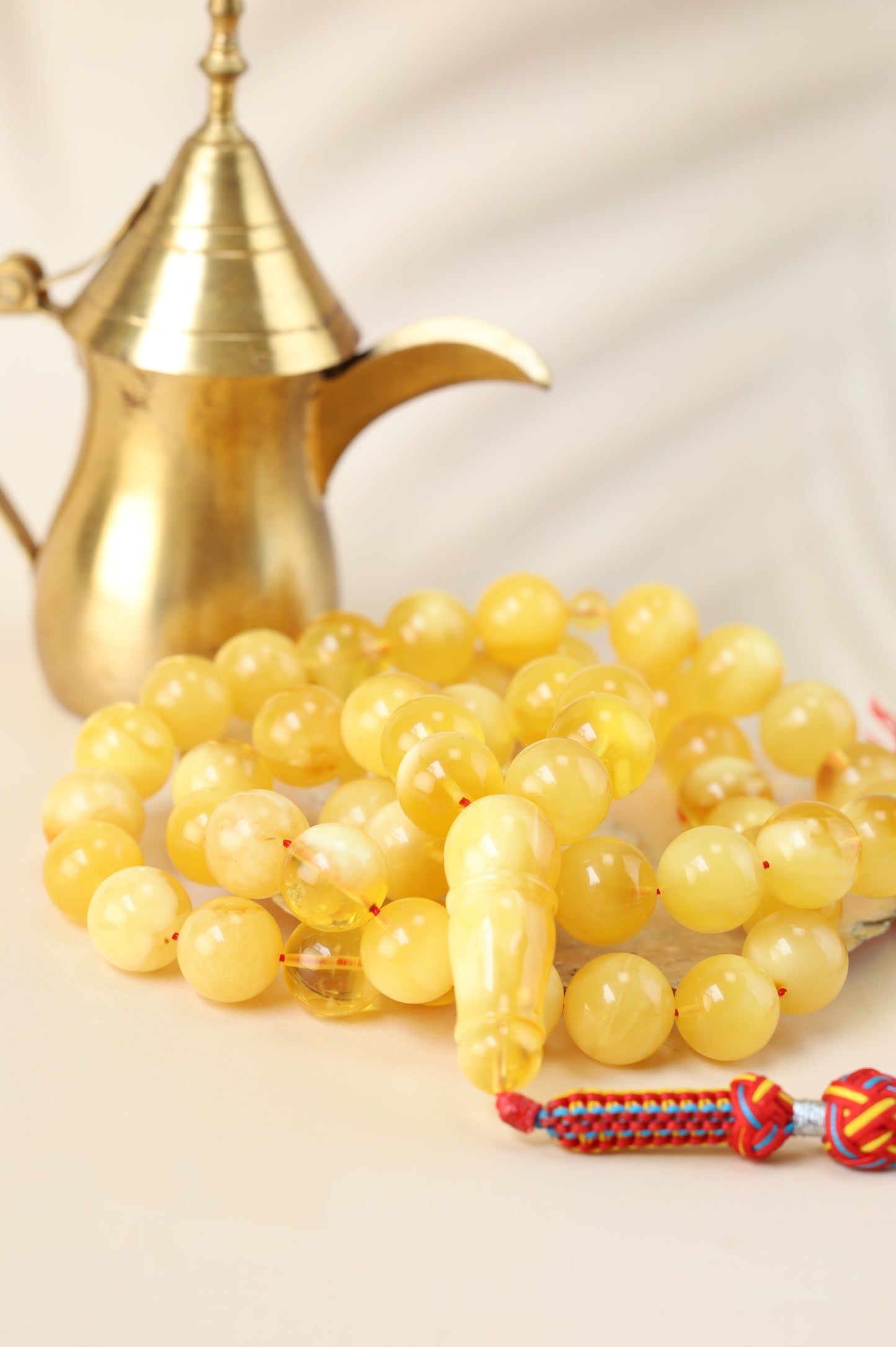 Long Half-Half Pattern Amber Misbah – 57 Beads