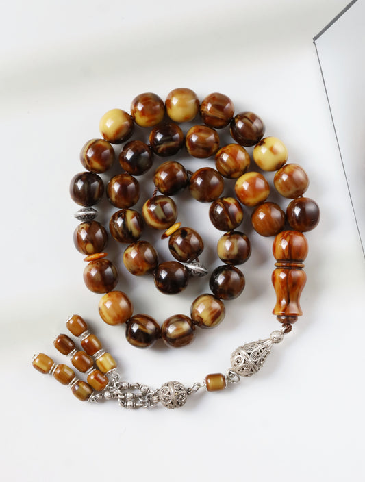 Rare Jumbo Antique German Bakelite Misbah – 33 Beads, 17mm