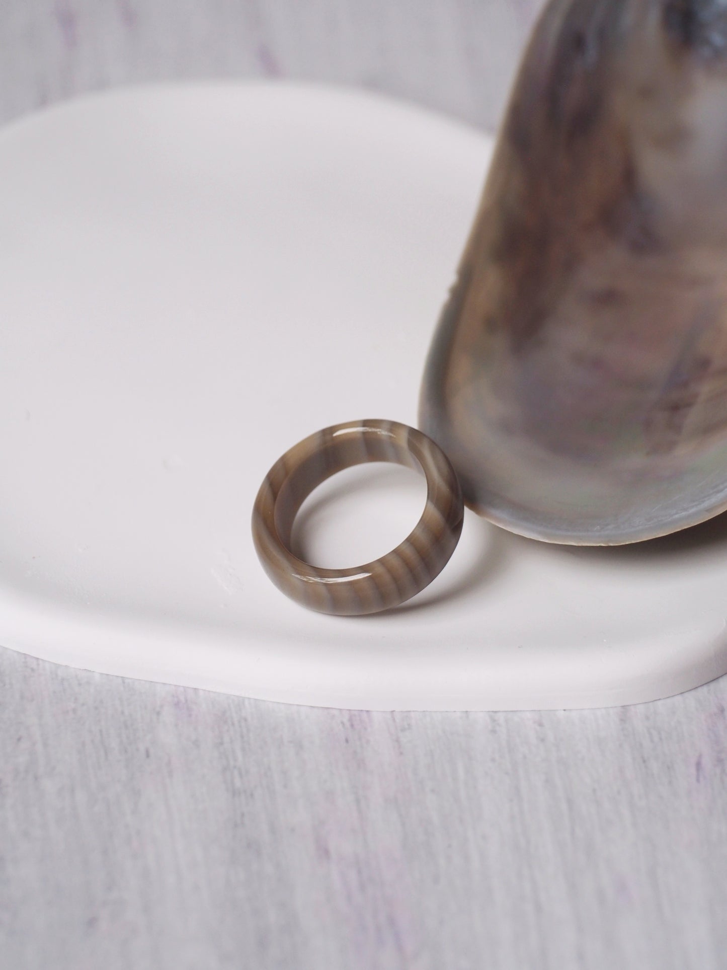 Unique Natural Striped Flint Ring