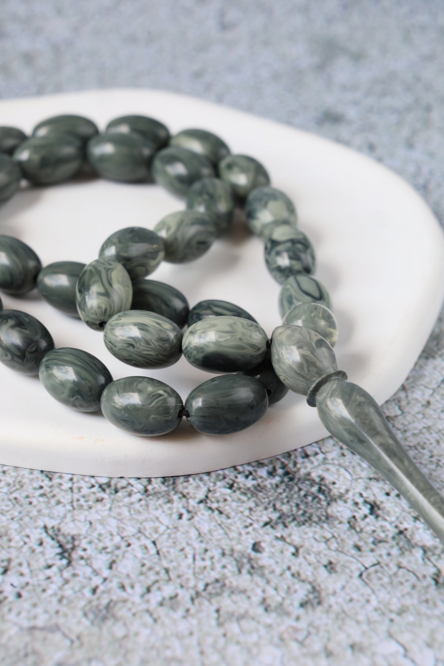 Chernobyl Old Bakelite Misbah – 33 Olive Beads