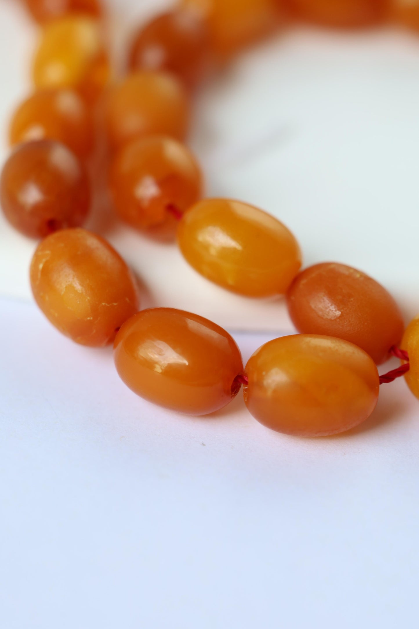 Rare Natural Old German Amber Misbah - 51 Olive Shape Beads