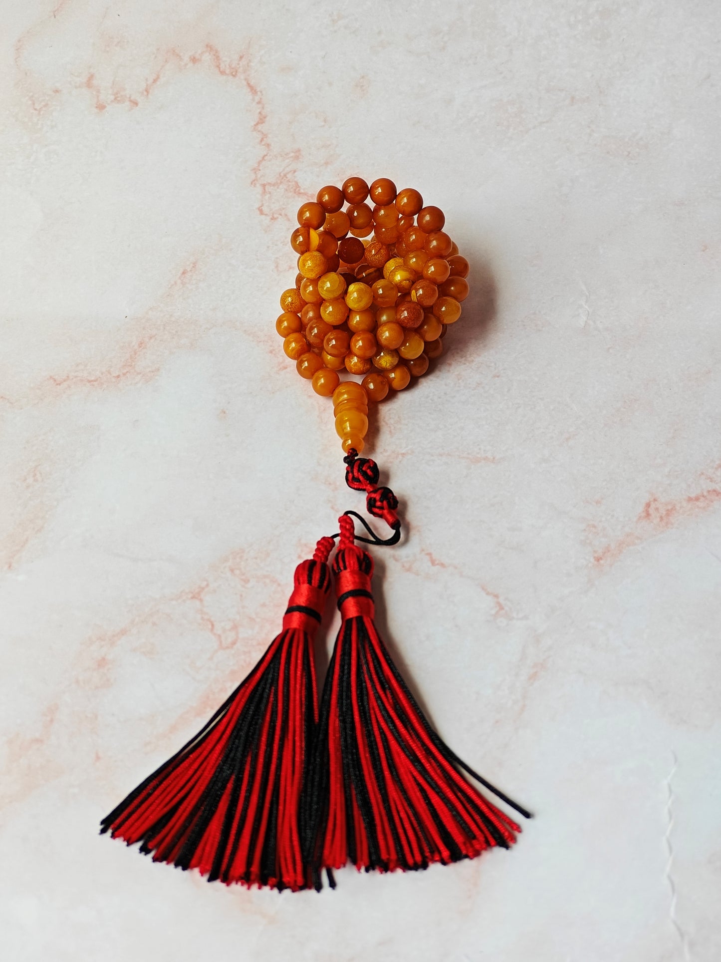 Antique Old German Natural Amber Micro Rosary 99 Beads Pocket Size