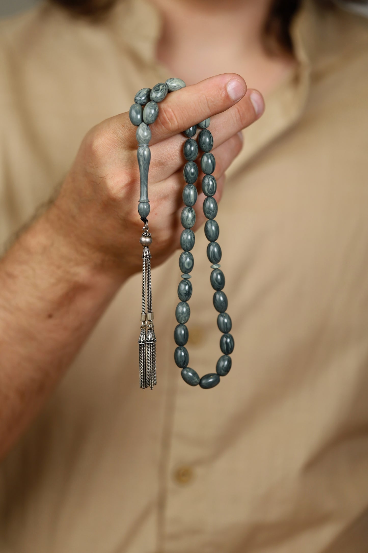 Chernobyl Old Bakelite Misbah – 33 Olive Beads
