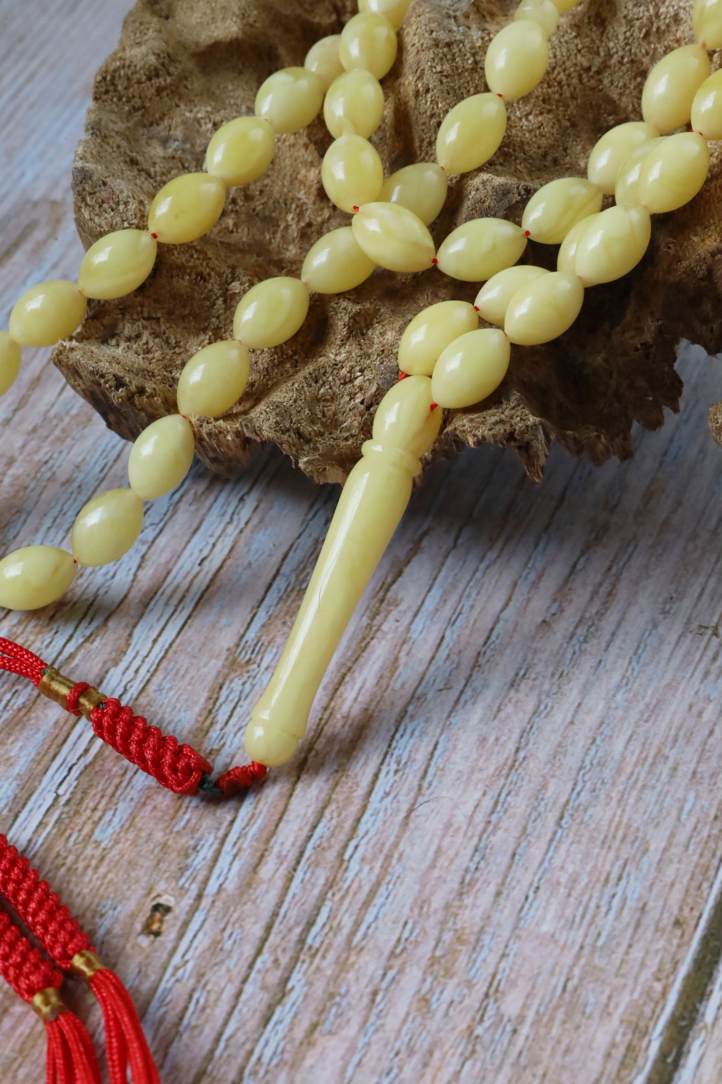 Tiger Butterscotch Amber Misbah – 66 Olive Beads