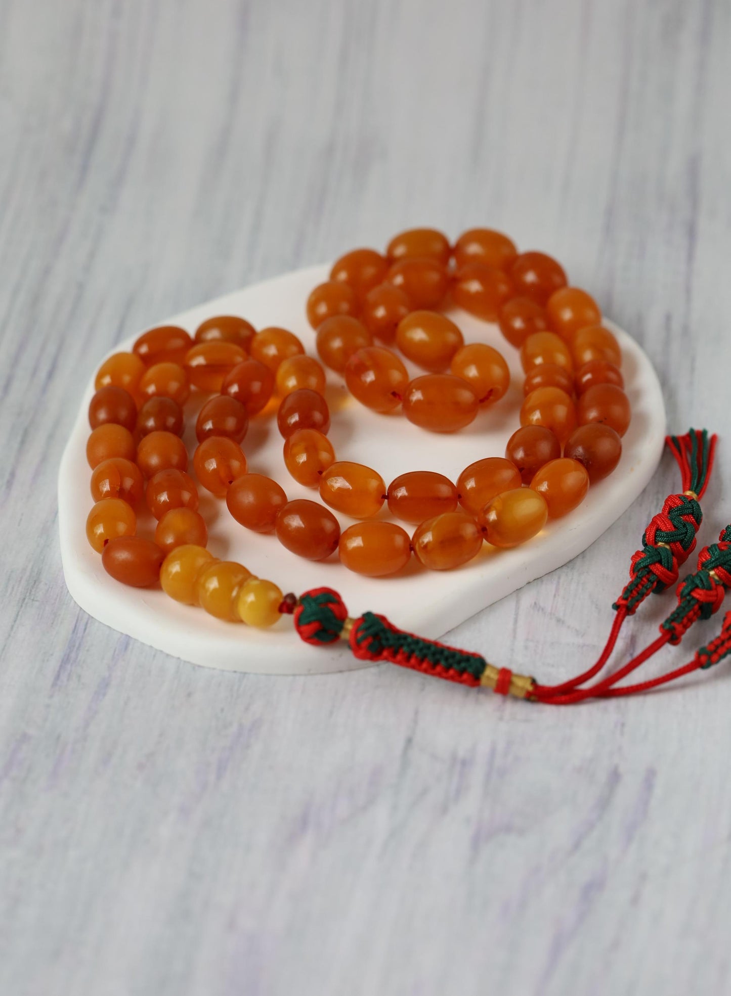Rare Natural Old German Amber Misbah - 51 Olive Shape Beads