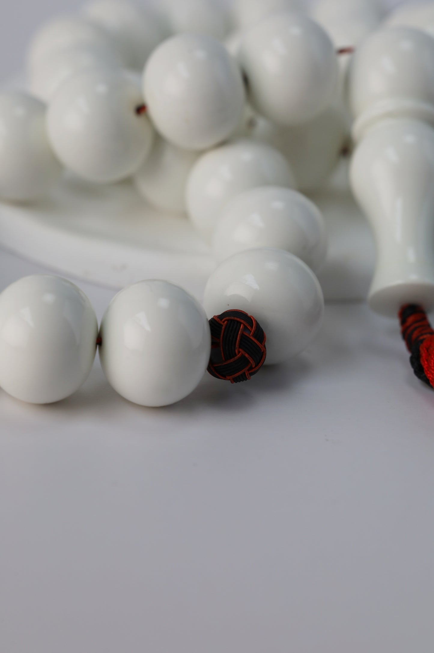 Rare White French Galalith Misbah – 33 Donut Beads