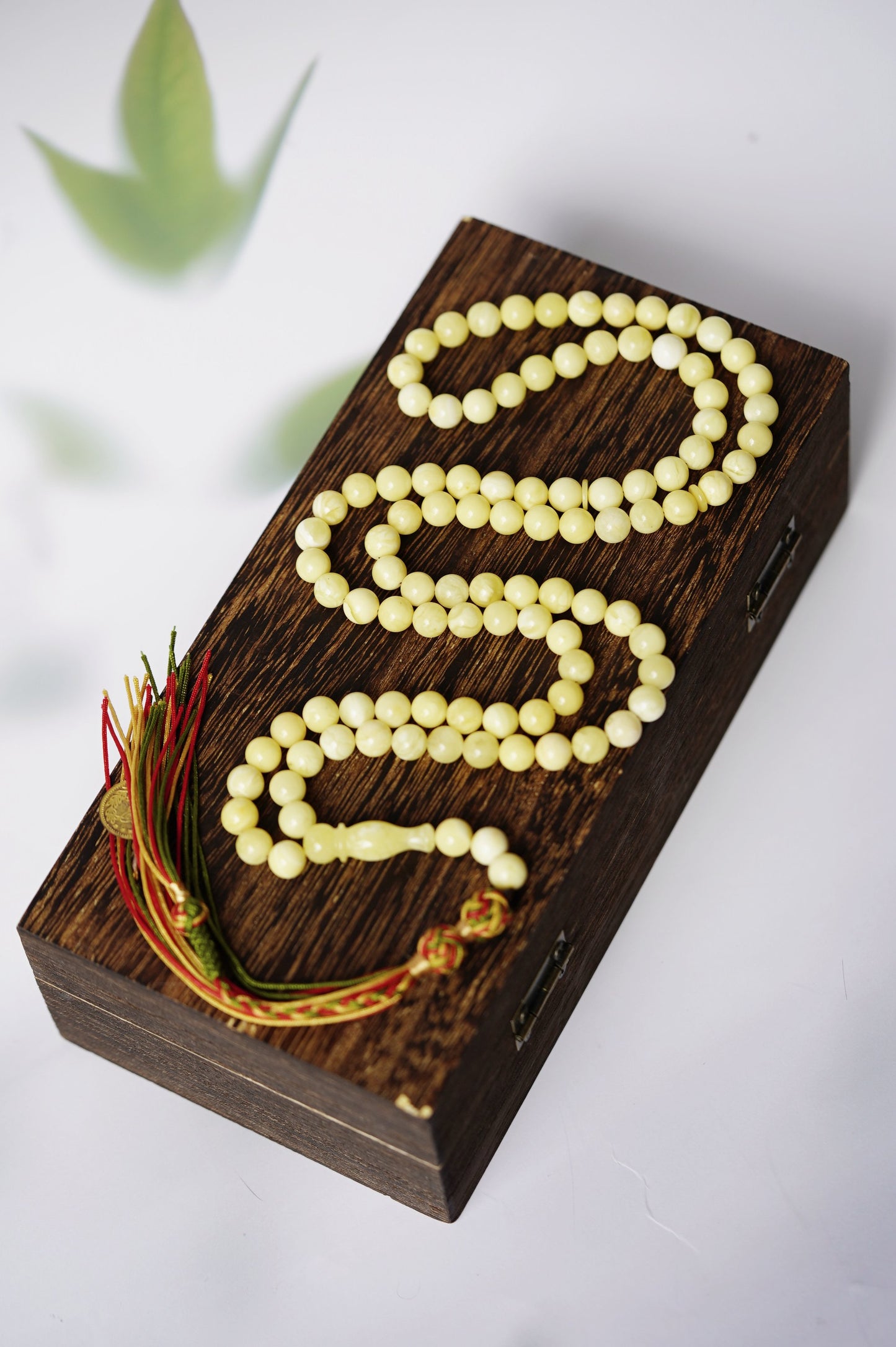 Royal White Amber Rosary Misbaha 7,5mm with Certificate 99 Beads