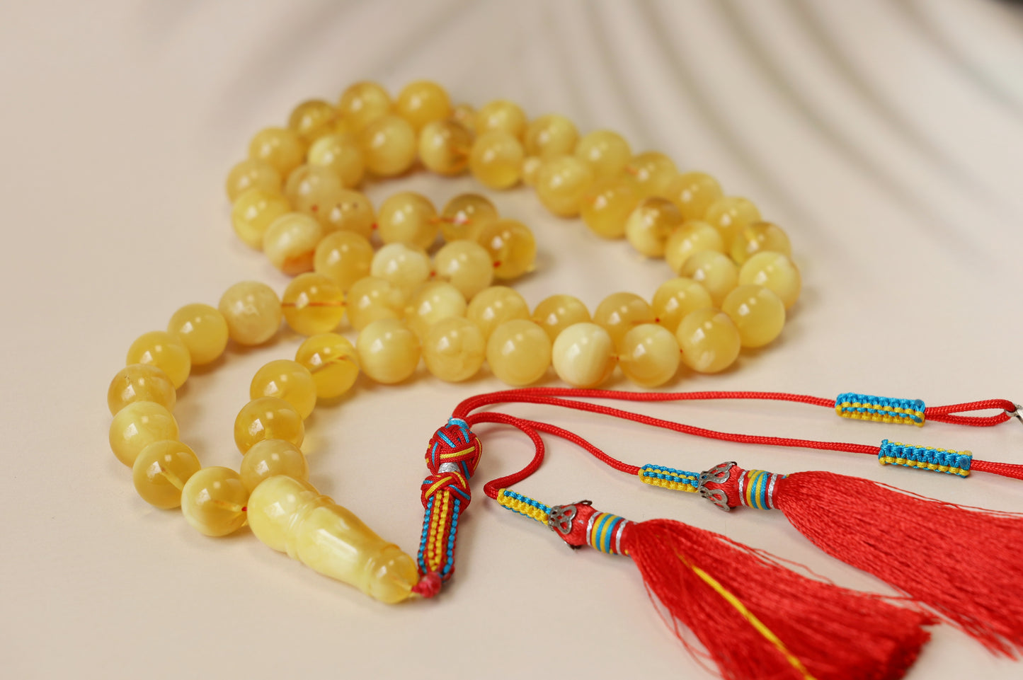 Long Half-Half Pattern Amber Misbah – 57 Beads