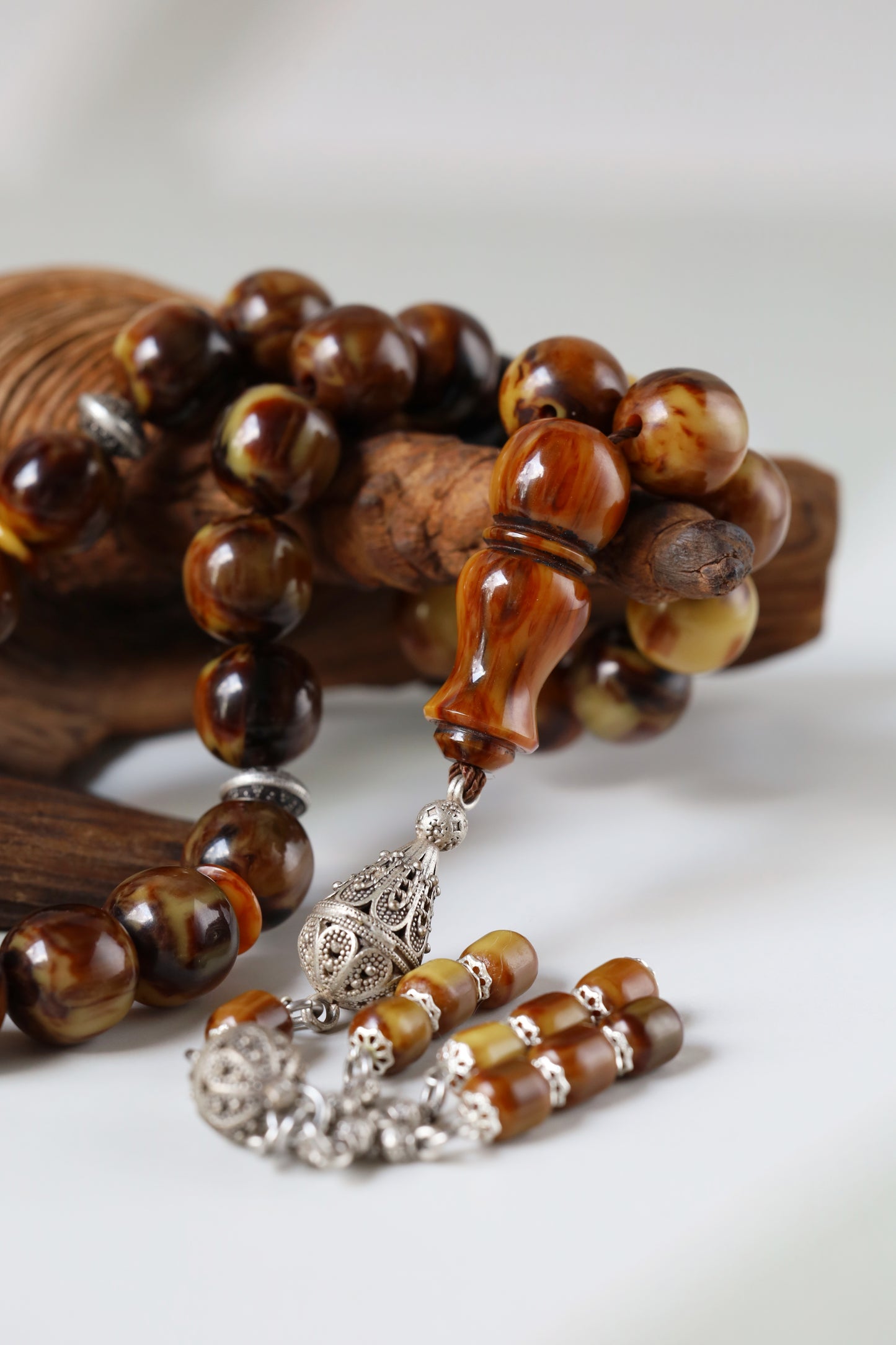 Rare Jumbo Antique German Bakelite Misbah – 33 Beads, 17mm