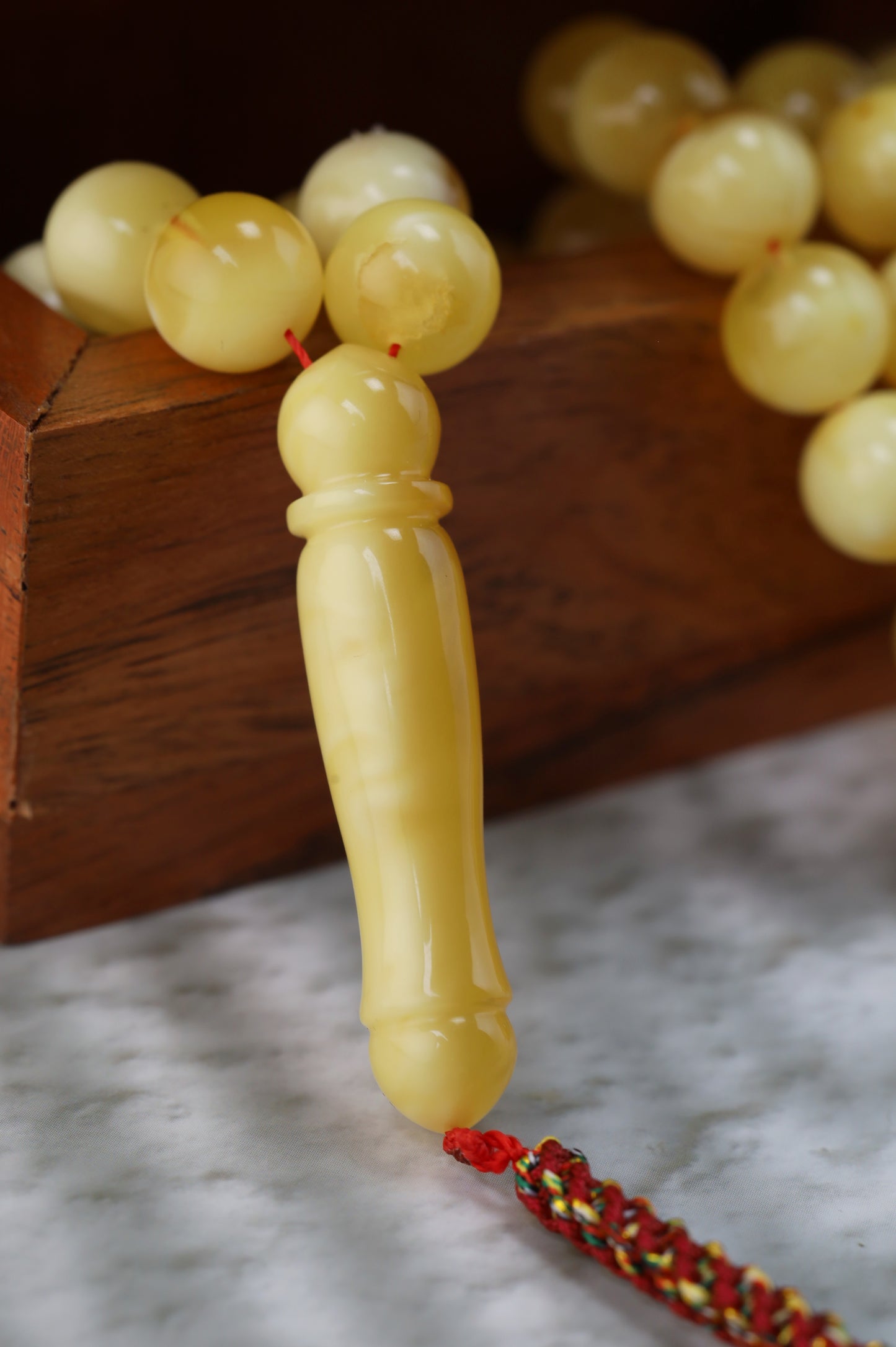 Half-Half Cloudy & Milk Amber Misbah – 75 Beads