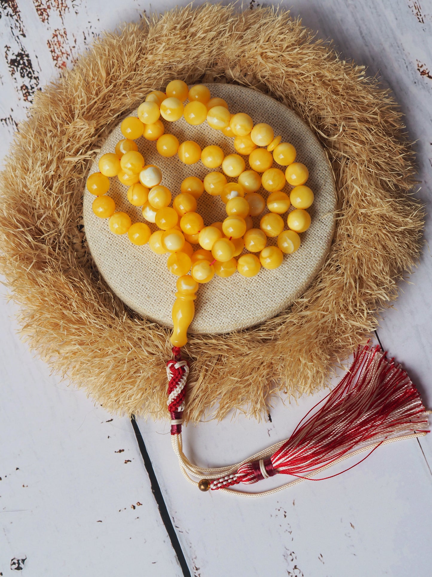 Natural Newly Crafted Milk Amber Tasbih 66 Beads