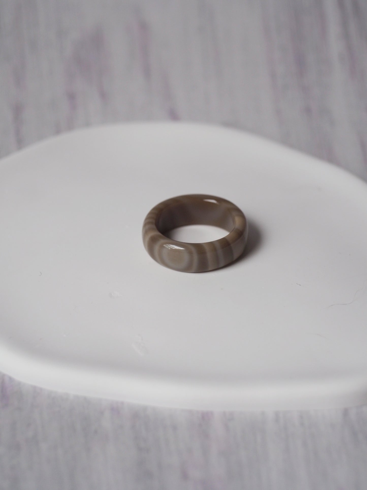 Unique Natural Striped Flint Ring