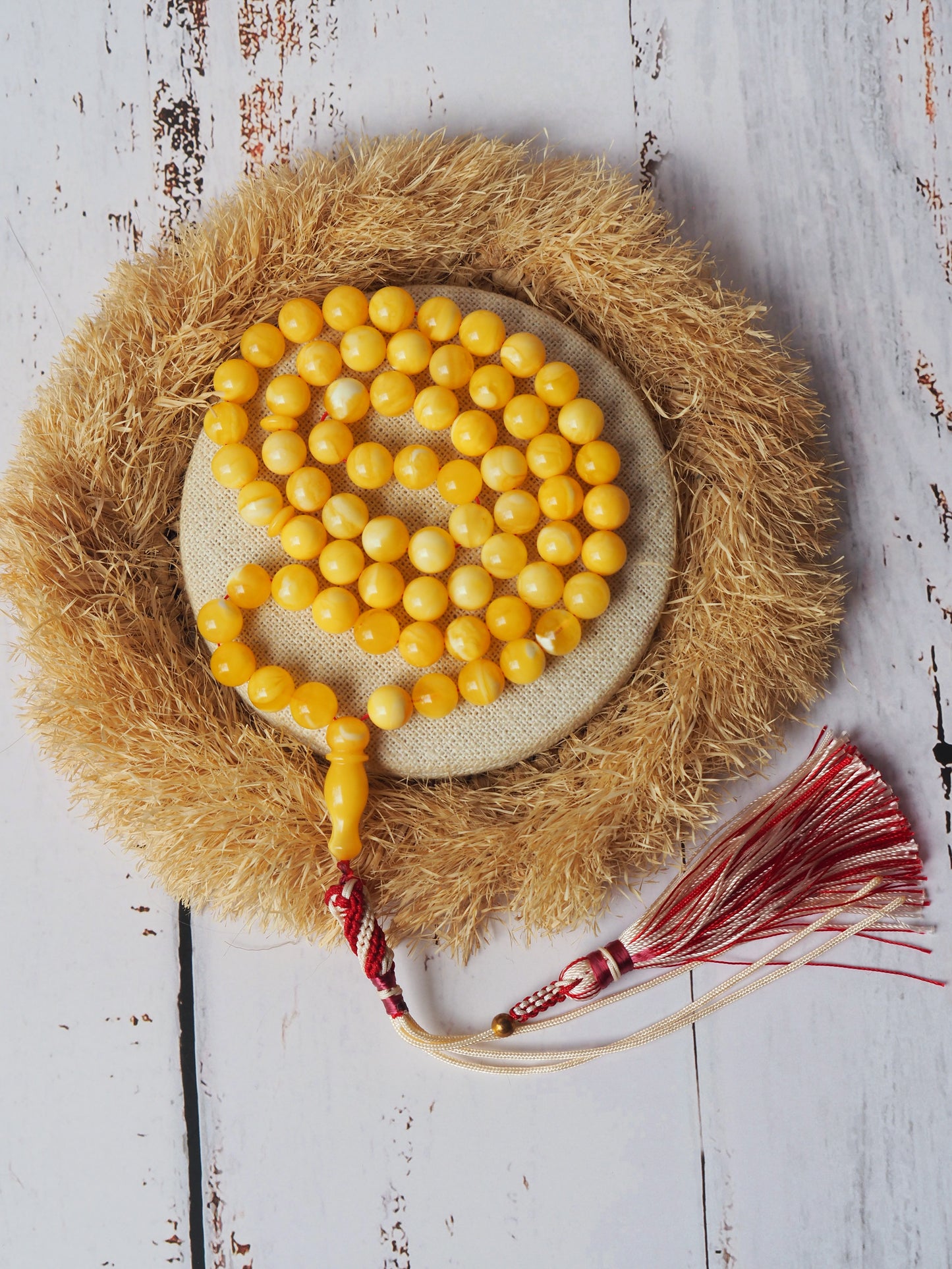 Natural Newly Crafted Milk Amber Tasbih 66 Beads