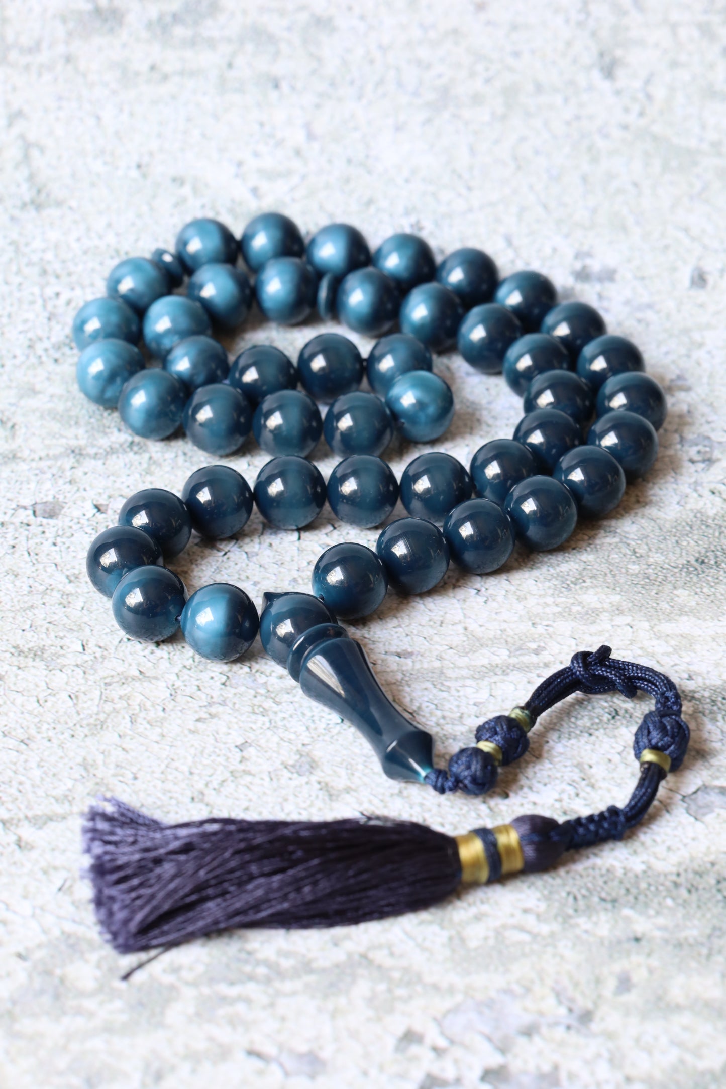 Two-Face Blue Galalith Misbah – 45 Beads