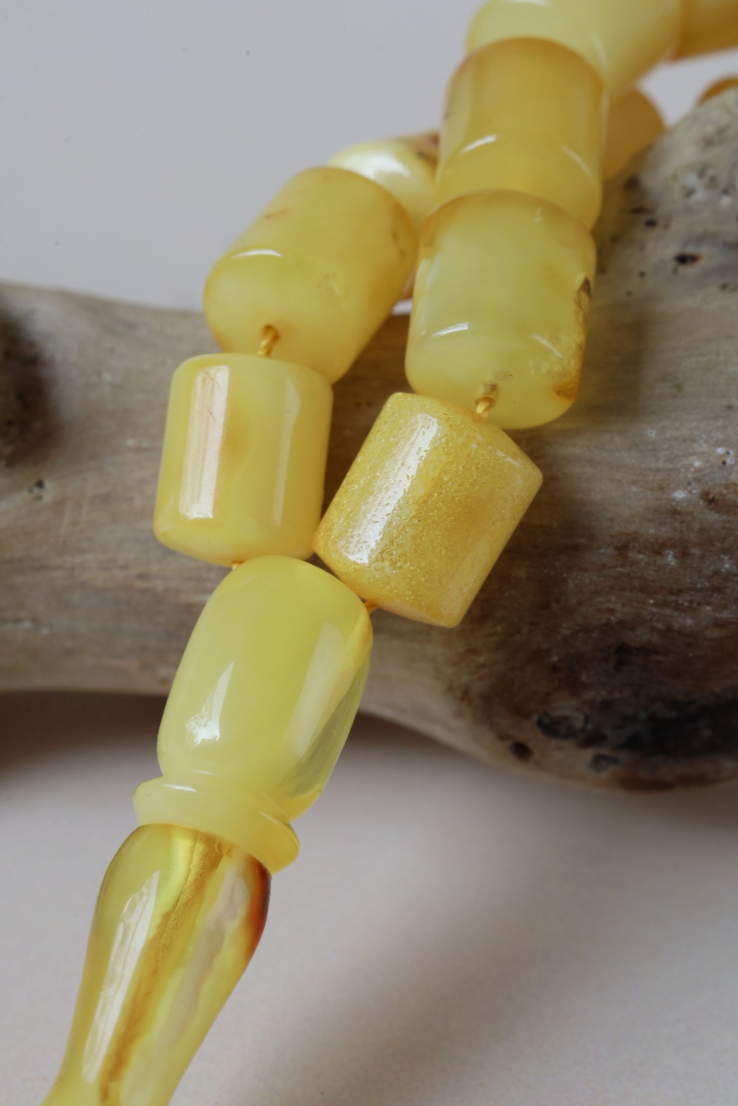 Natural Multicolor Raw Barrel Shape Amber Tasbih 45 Beads