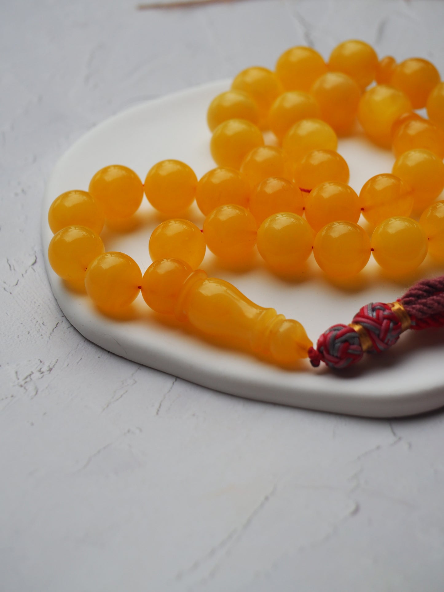 Natural Butterscotch Amber Misbah 33 Beads 13 mm