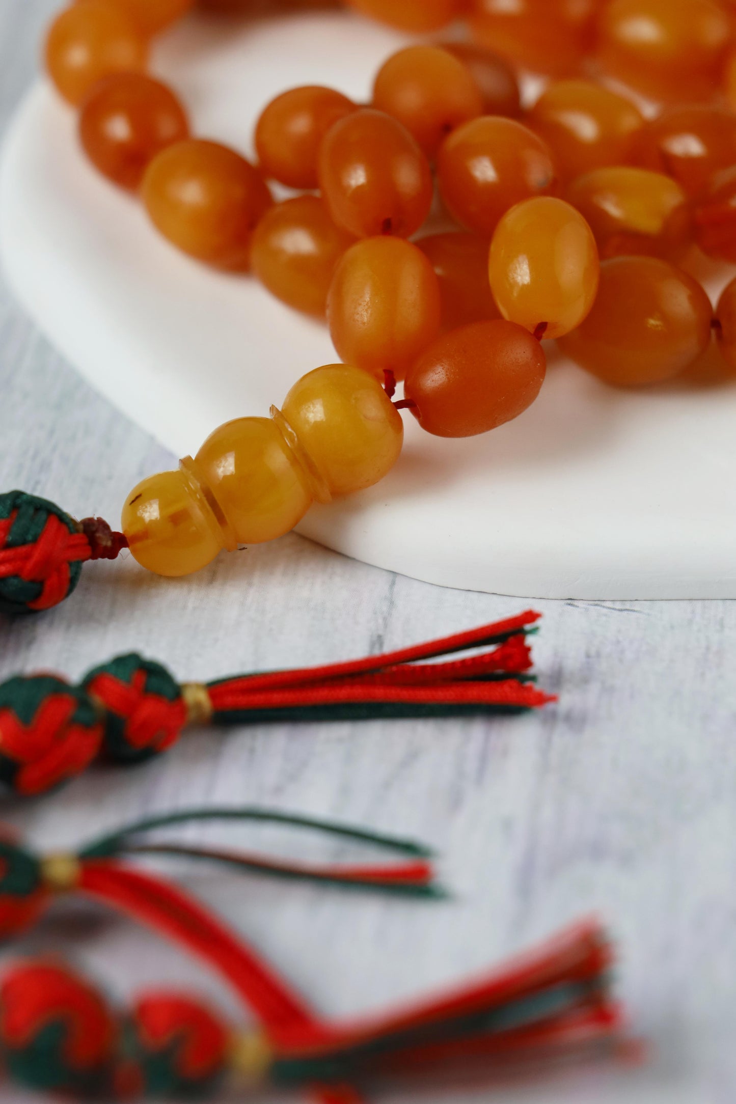 Rare Natural Old German Amber Misbah - 51 Olive Shape Beads
