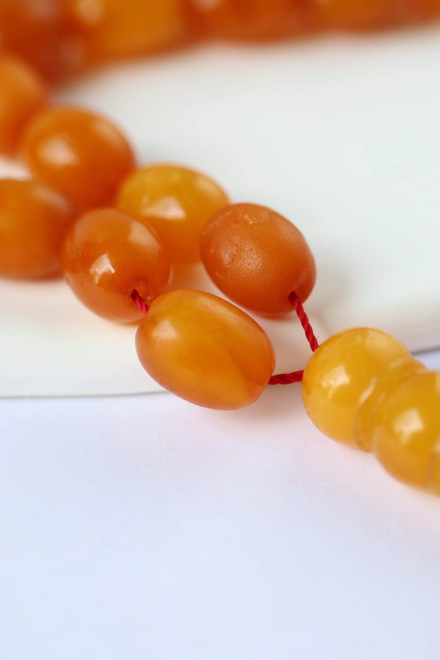 Rare Natural Old German Amber Misbah - 51 Olive Shape Beads